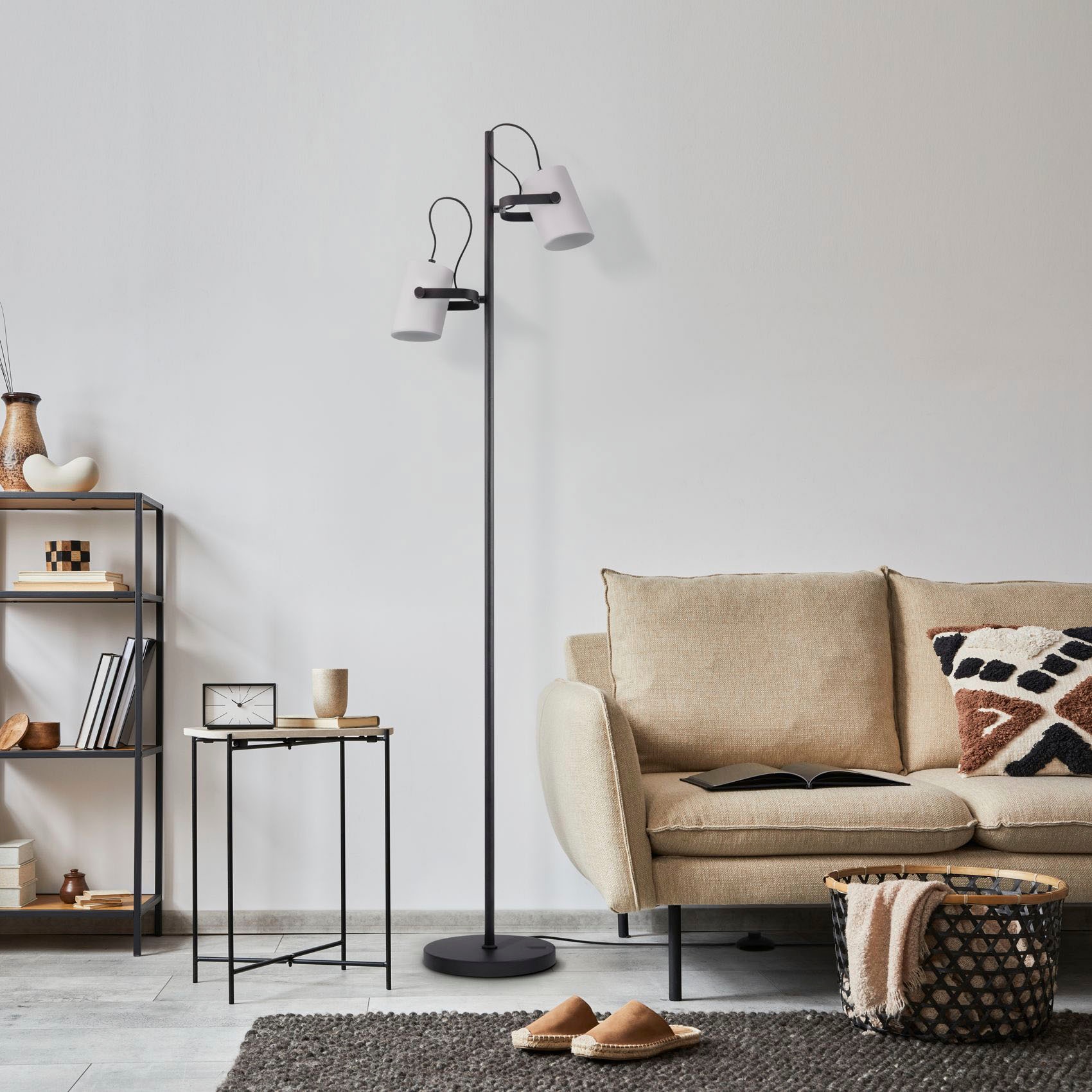 Paco Home Stehlampe »KARL«, 2 flammig, Leuchtmittel E27 | ohne Leuchtmittel, mit kompatiblen Dimmer und Leuchtmittel