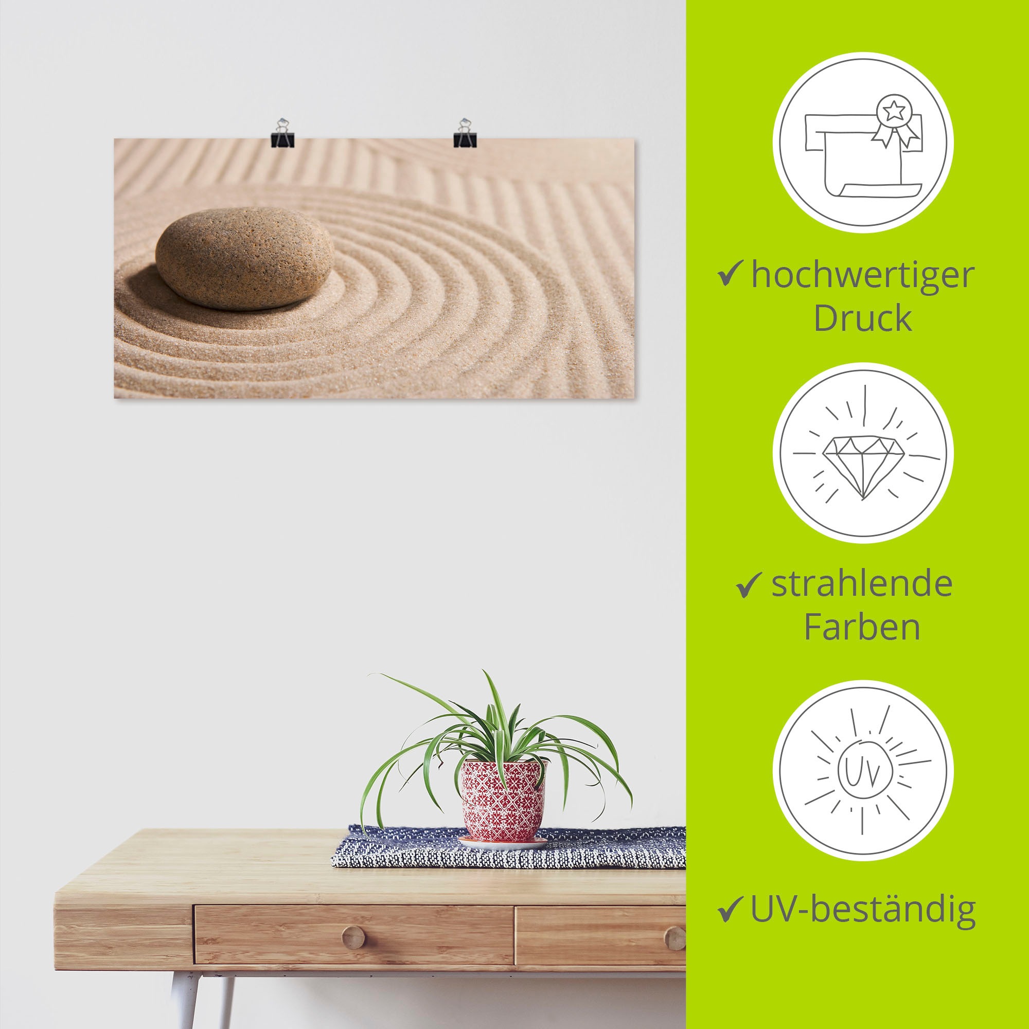 Artland Wandbild »Mini Zen Garten - Sand«, Zen, (1 St.), als Leinwandbild, Poster, Wandaufkleber in verschied. Größen