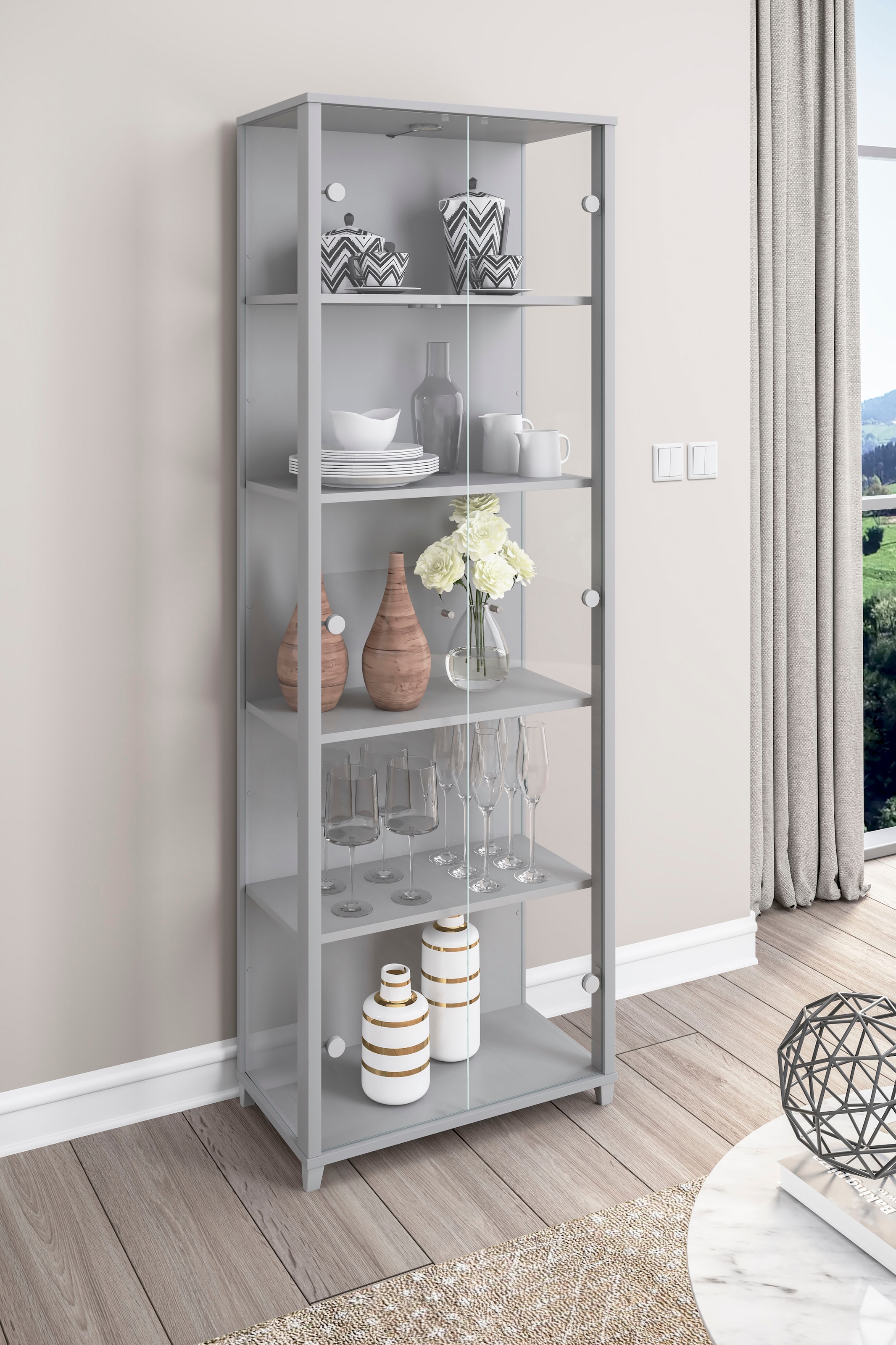 fif möbel Vitrine »OPTIMA« Standvitrine, Vitrinenschrank, Glasvitrine, Sammlervitrine