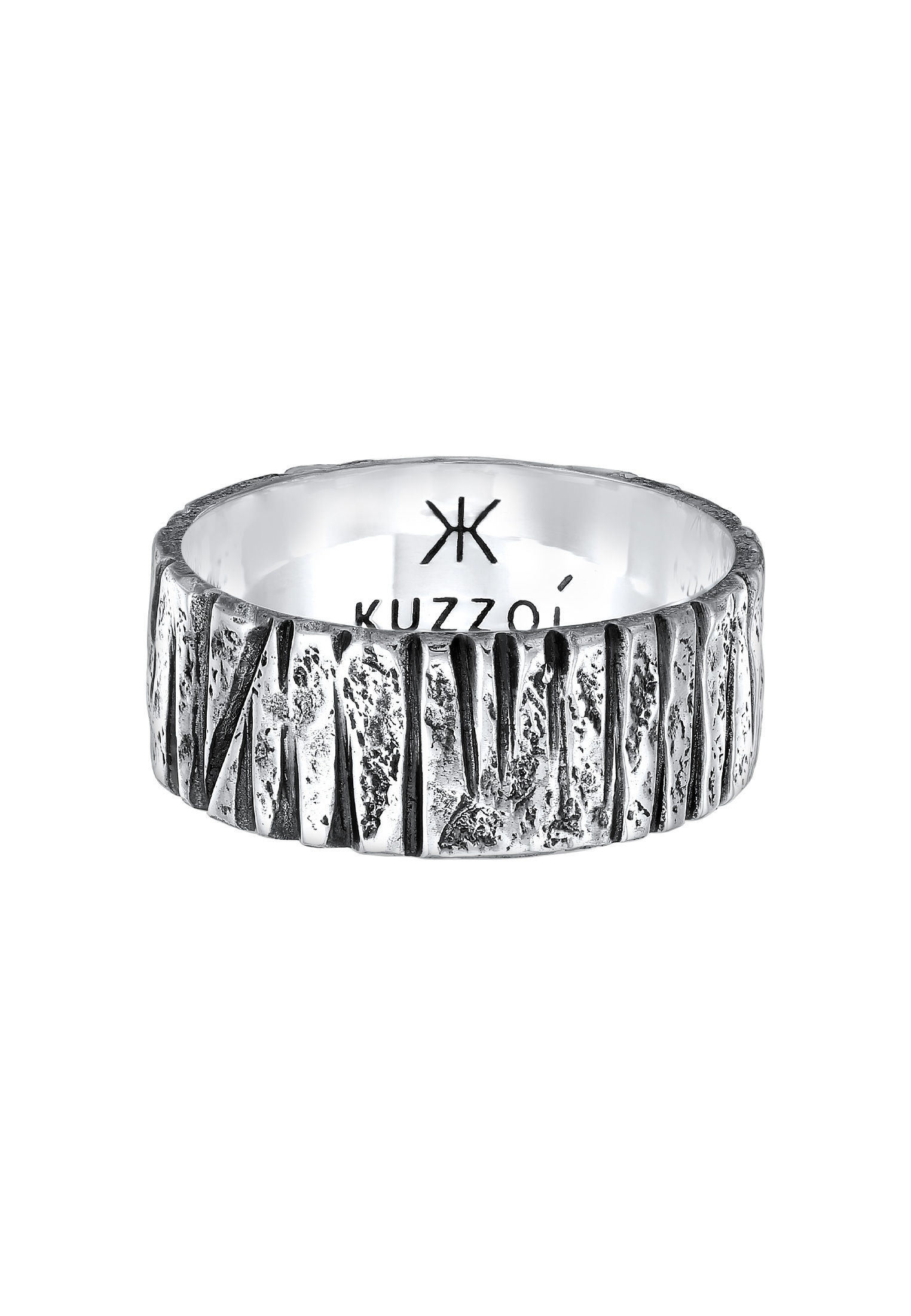 Kuzzoi Silberring »Ring Bandring Breit Struktur Gehämmert 925 Silber«