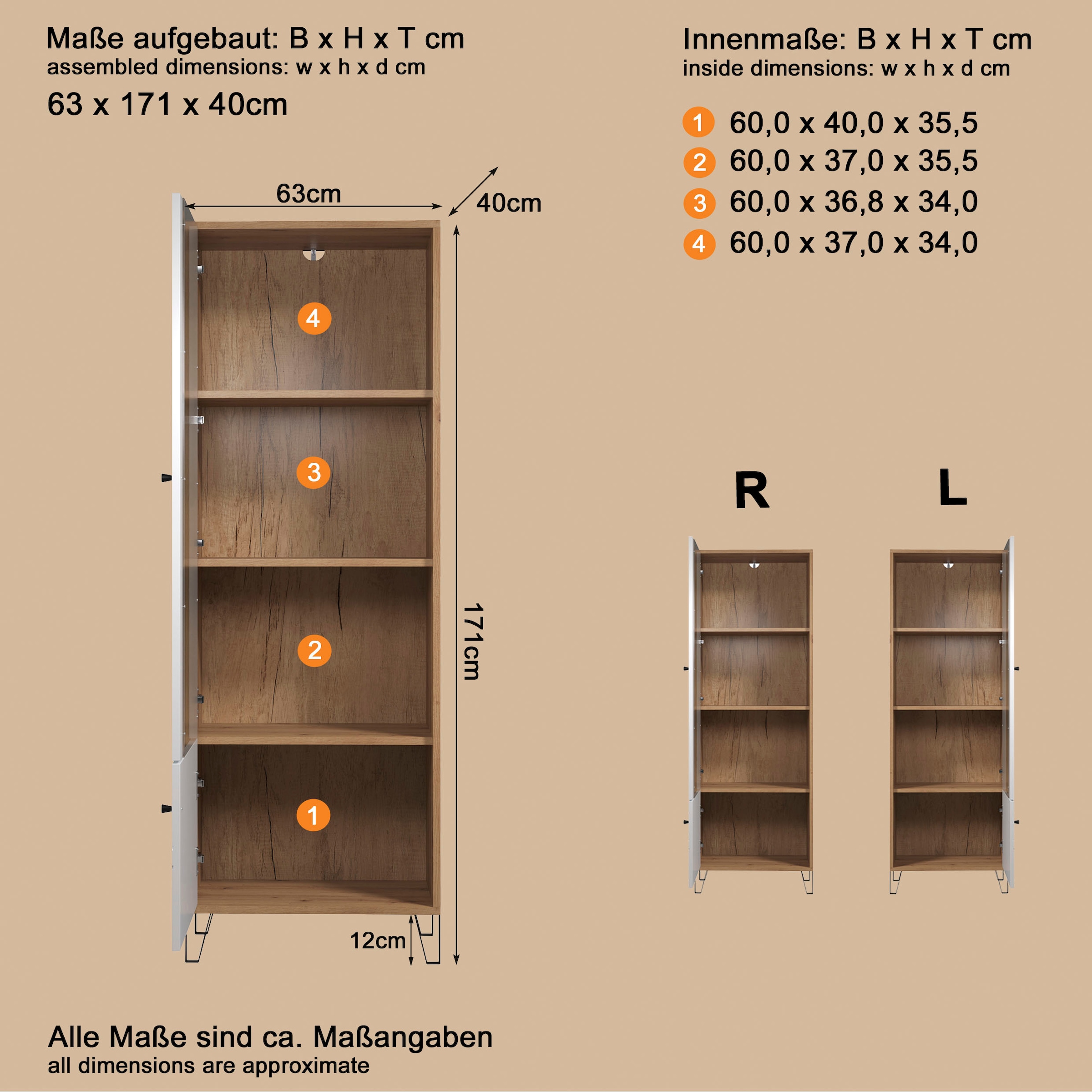 Home affaire Standvitrine »Tarragona« Standvitrine mit 2 Türen - (B/T/H) 63/40/172 cm