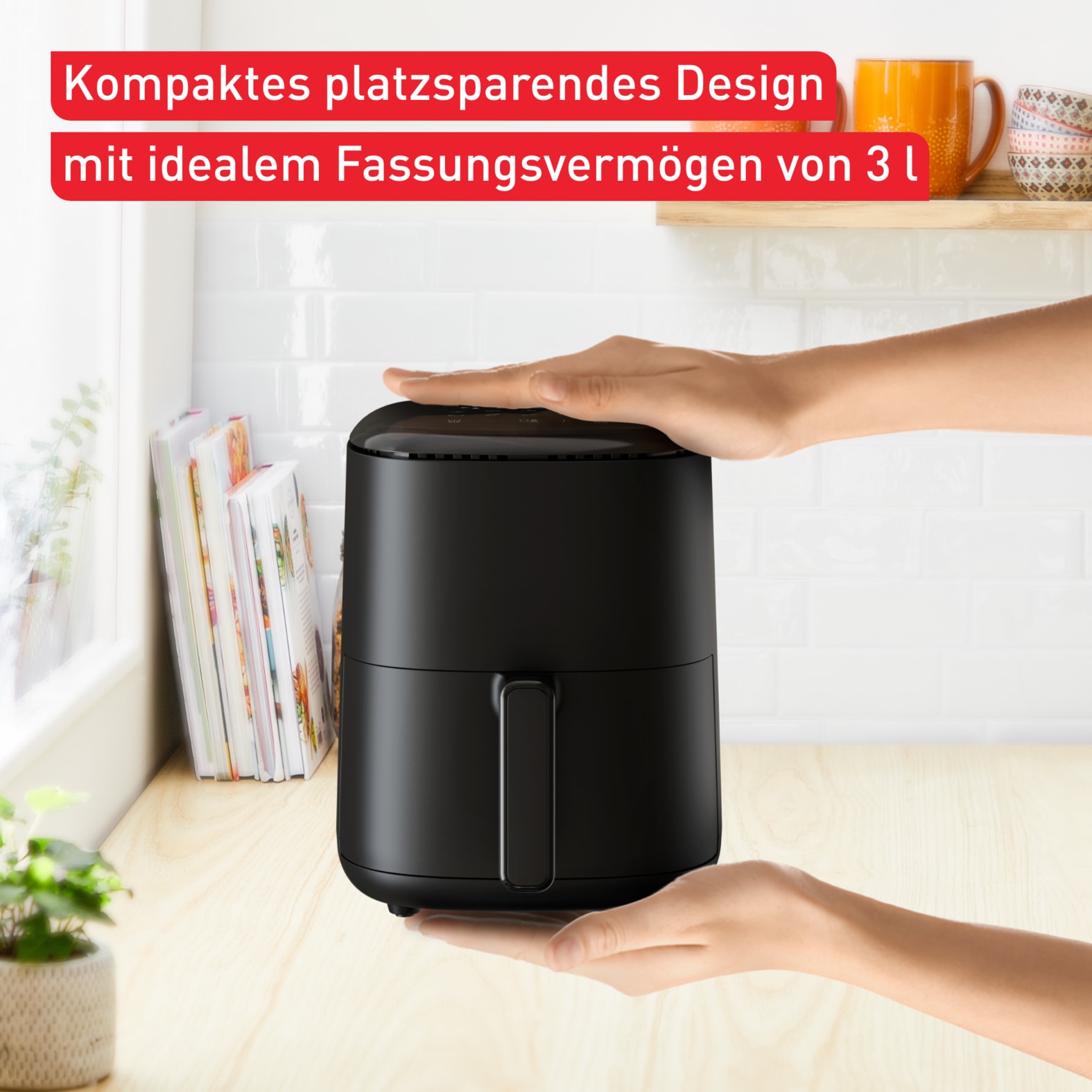 Tefal Heißluftfritteuse »EY1458 Easy Fry Compact«, 1300 W, für 1-4 Personen, 10 Programme, spart Zeit und Energie, EY1458