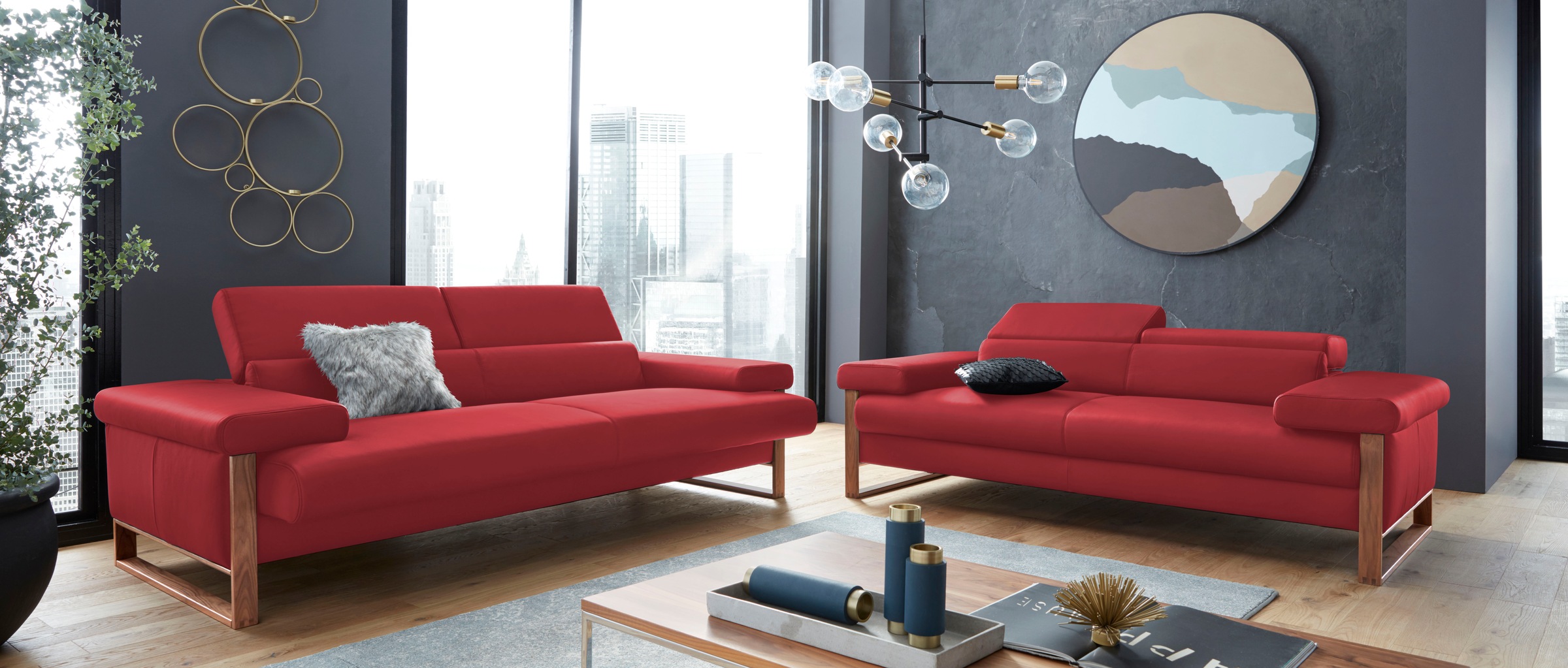 W.SCHILLIG 2-Sitzer »finn«, German Design Award 2016, Fußgestell Nussbaum natur, Breite 210 cm