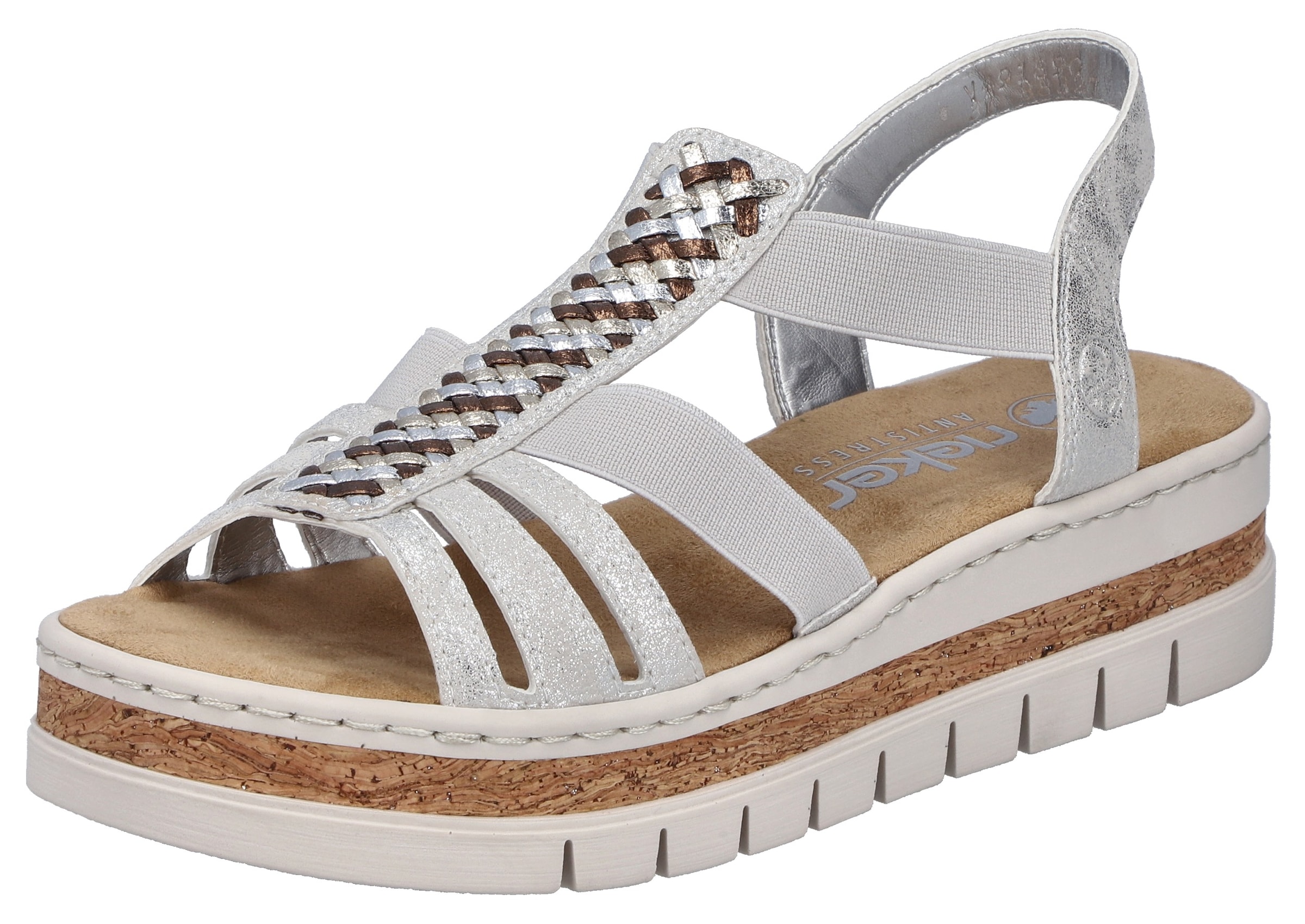 Rieker Keilsandalette  Keilsandalette, Plateausandale, Sommerschuh in Metallic-Optik