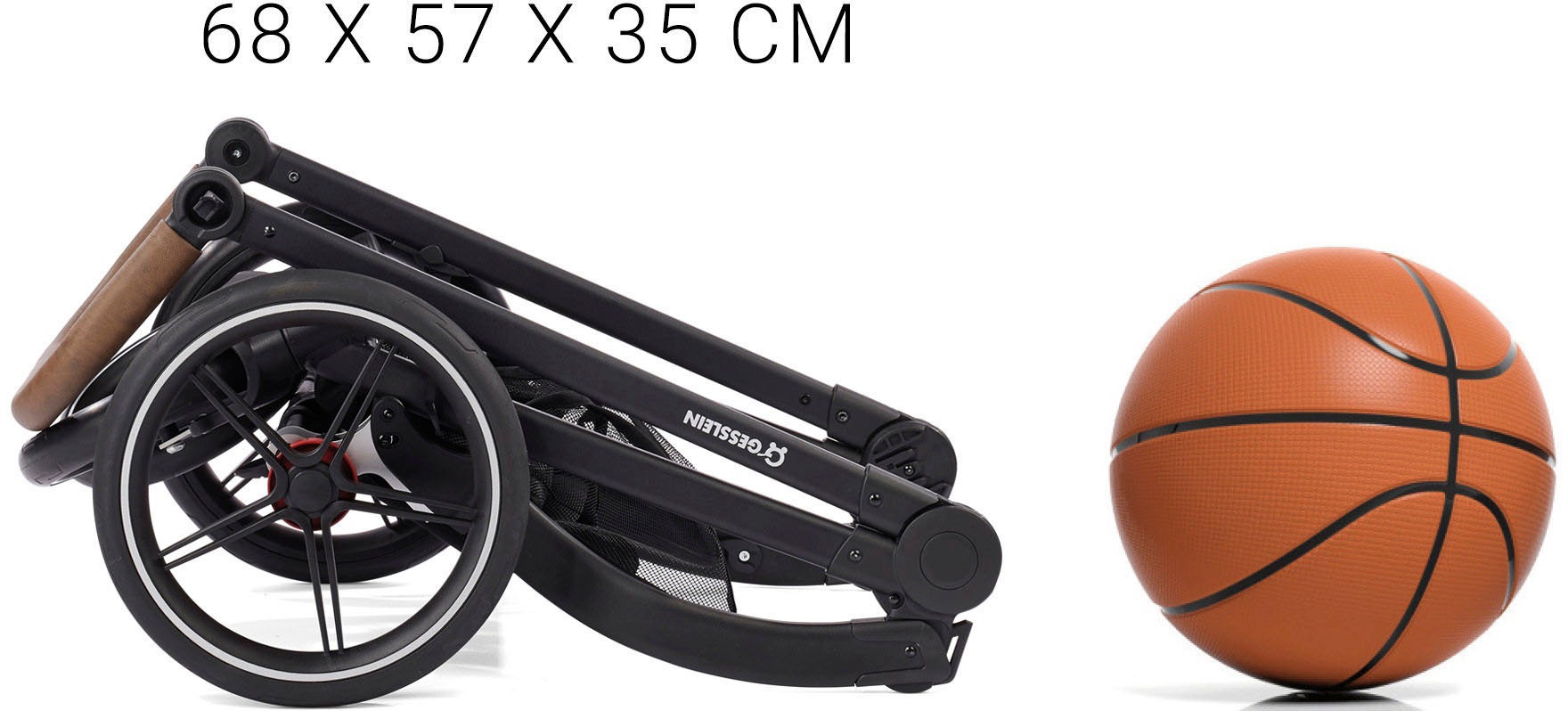 Gesslein Kombi-Kinderwagen »FX4 Soft+ mit Aufsatz Life, schwarz/cognac, schiefergrau«, mit Babywanne C3 und Babyschalenadapter