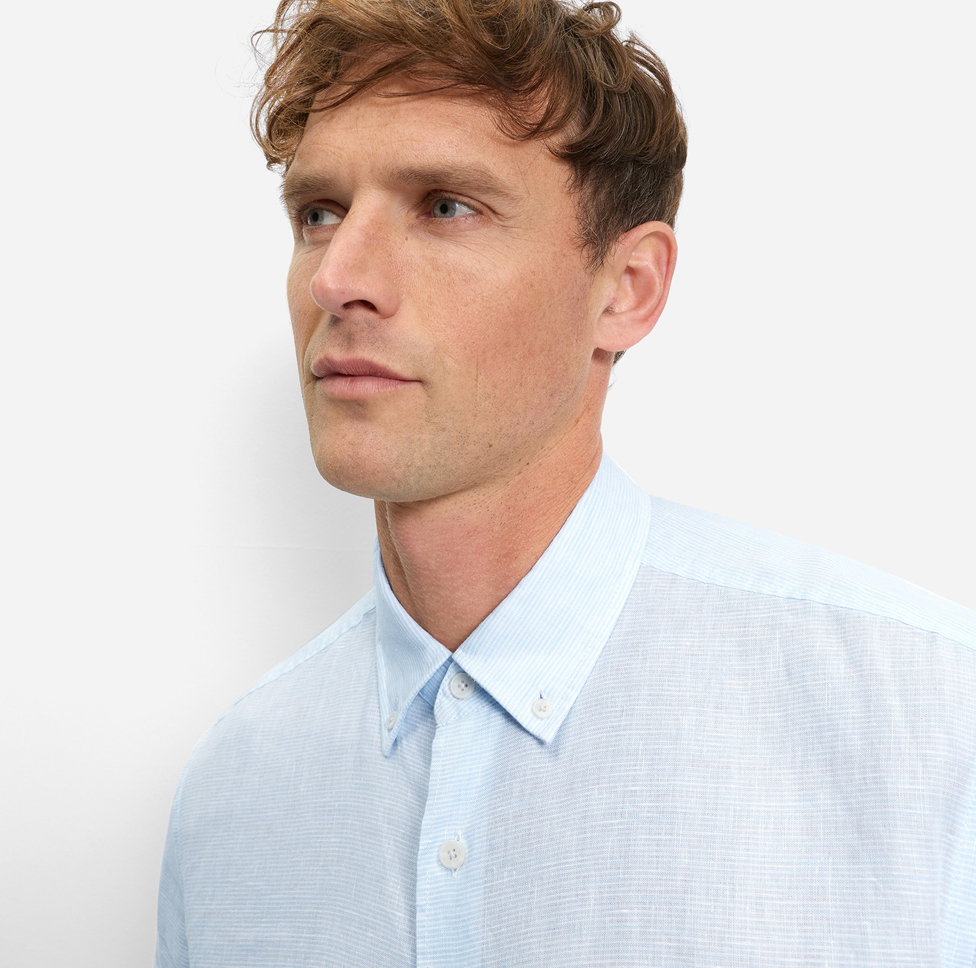 OLYMP Langarmhemd Casual, Button-down-Kragen, regular fit, Leinen