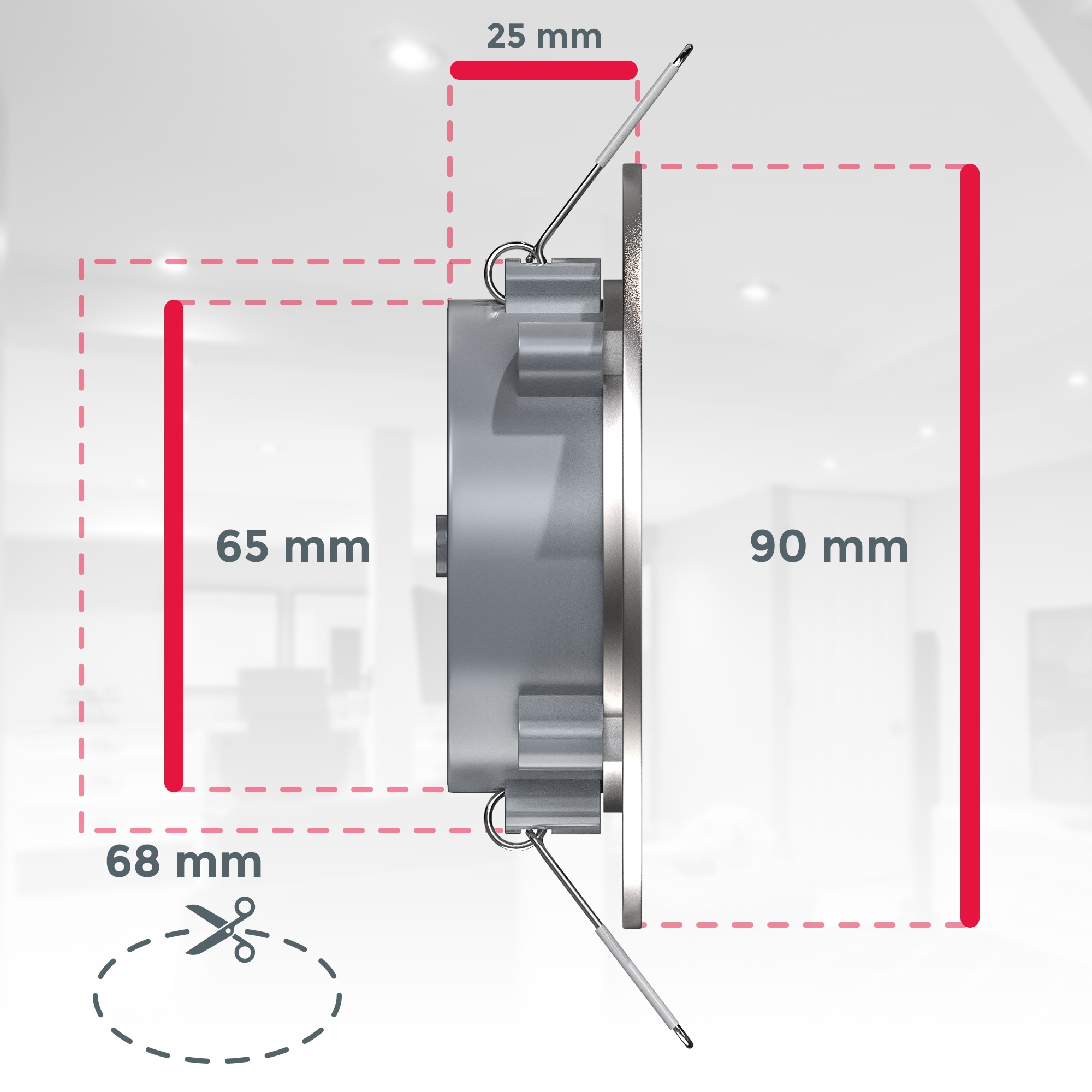 B.K.Licht ultraflache LED Bad-Einbauleuchten, 3er-Set, Schutzart IP44, stufenlos dimmbar, inkl. LED Leuchtmittel