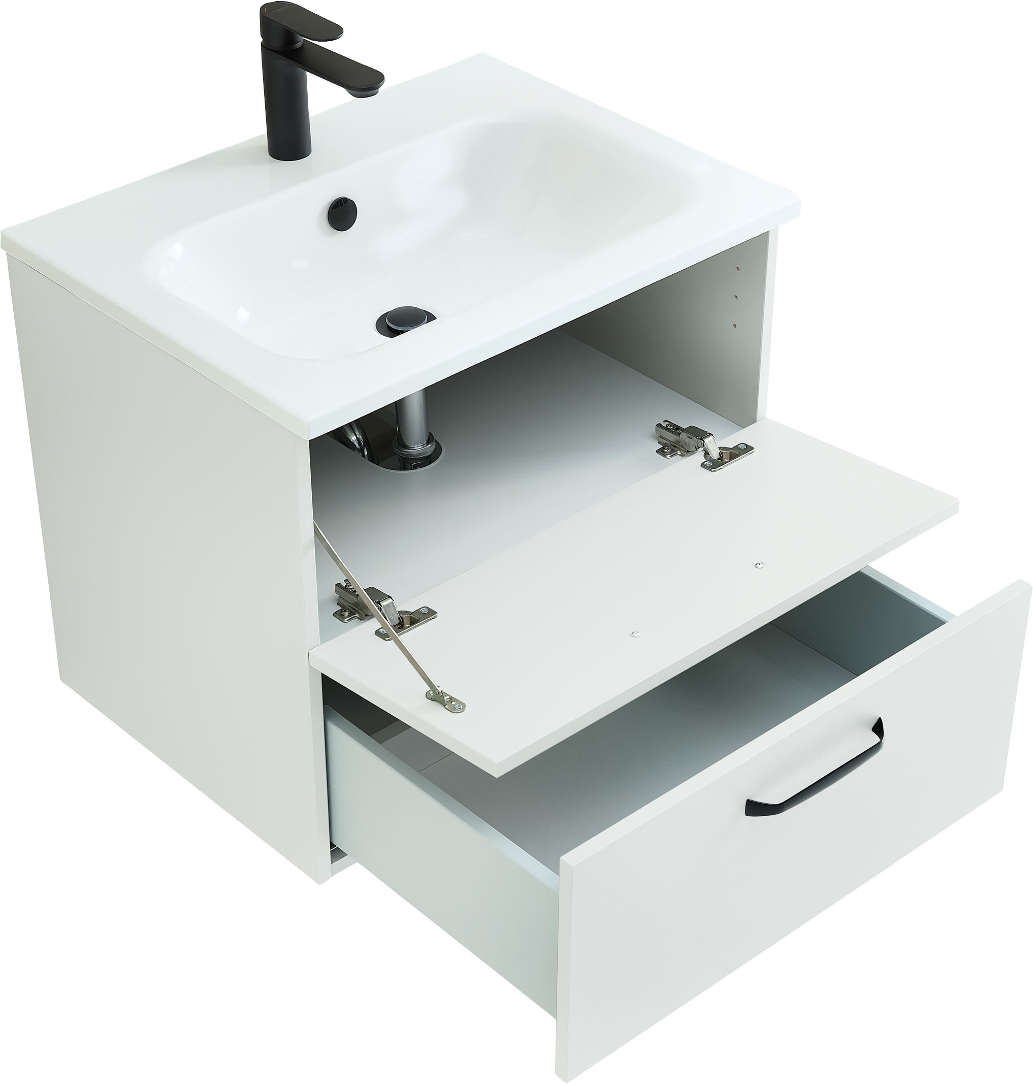 Saphir Badmöbel-Set »Quickset 500, Waschtischunterschrank mit Mineralmarmorwaschtisch« 2 Stk. tlg.