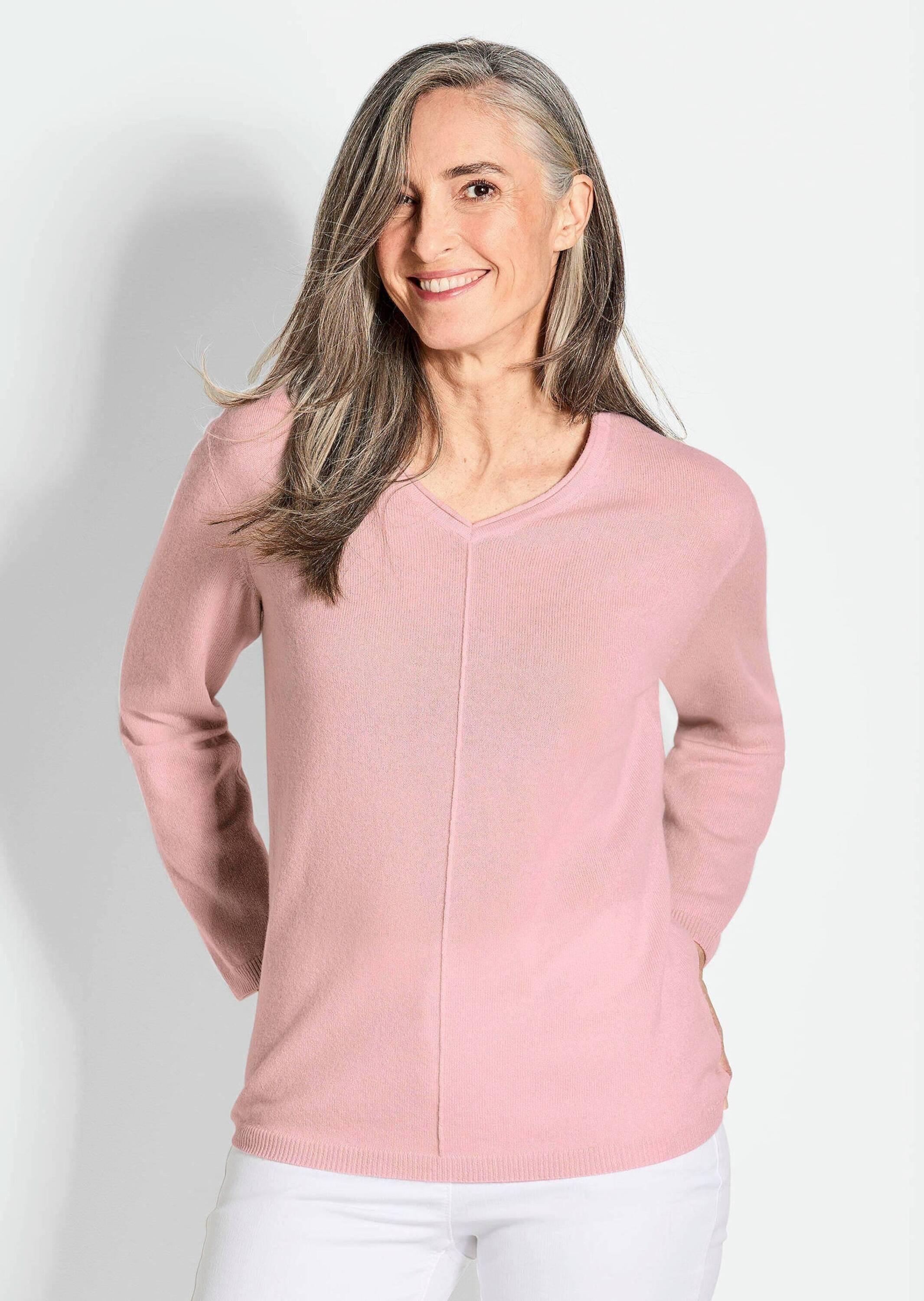 GOLDNER Strickpullover »Kurzgröße Kaschmirpullover mit V-Ausschnitt«