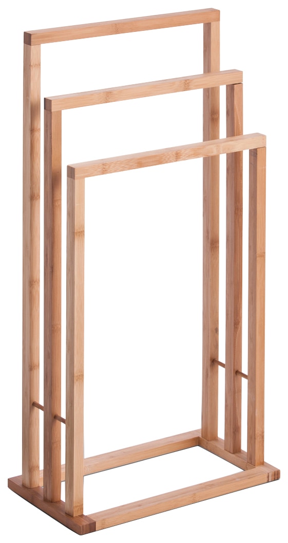 Handtuchständer, 3 Stangen, Bambus, 42x24x81,5 cm