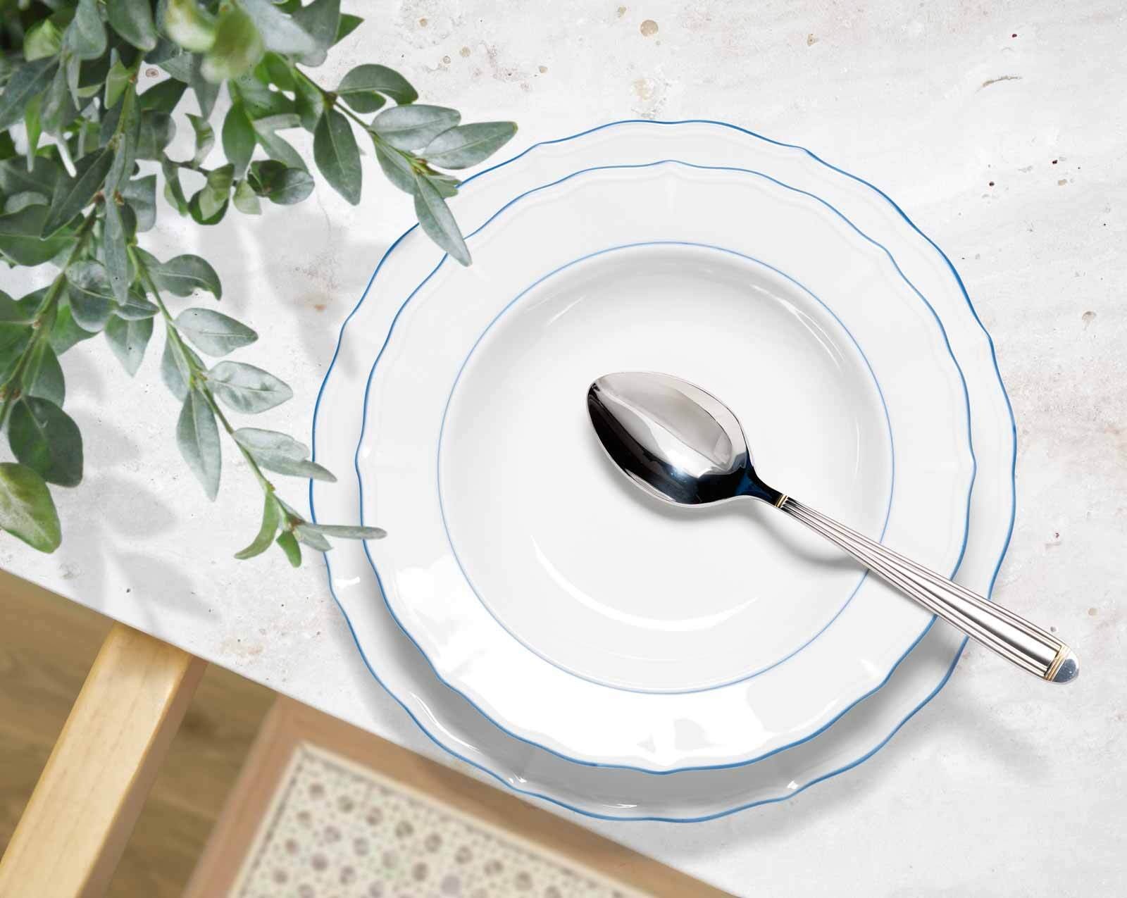 Seltmann Weiden Geschirr-Set »Tafelservice Sonate Blue Lines 12er Set weiß-blau«