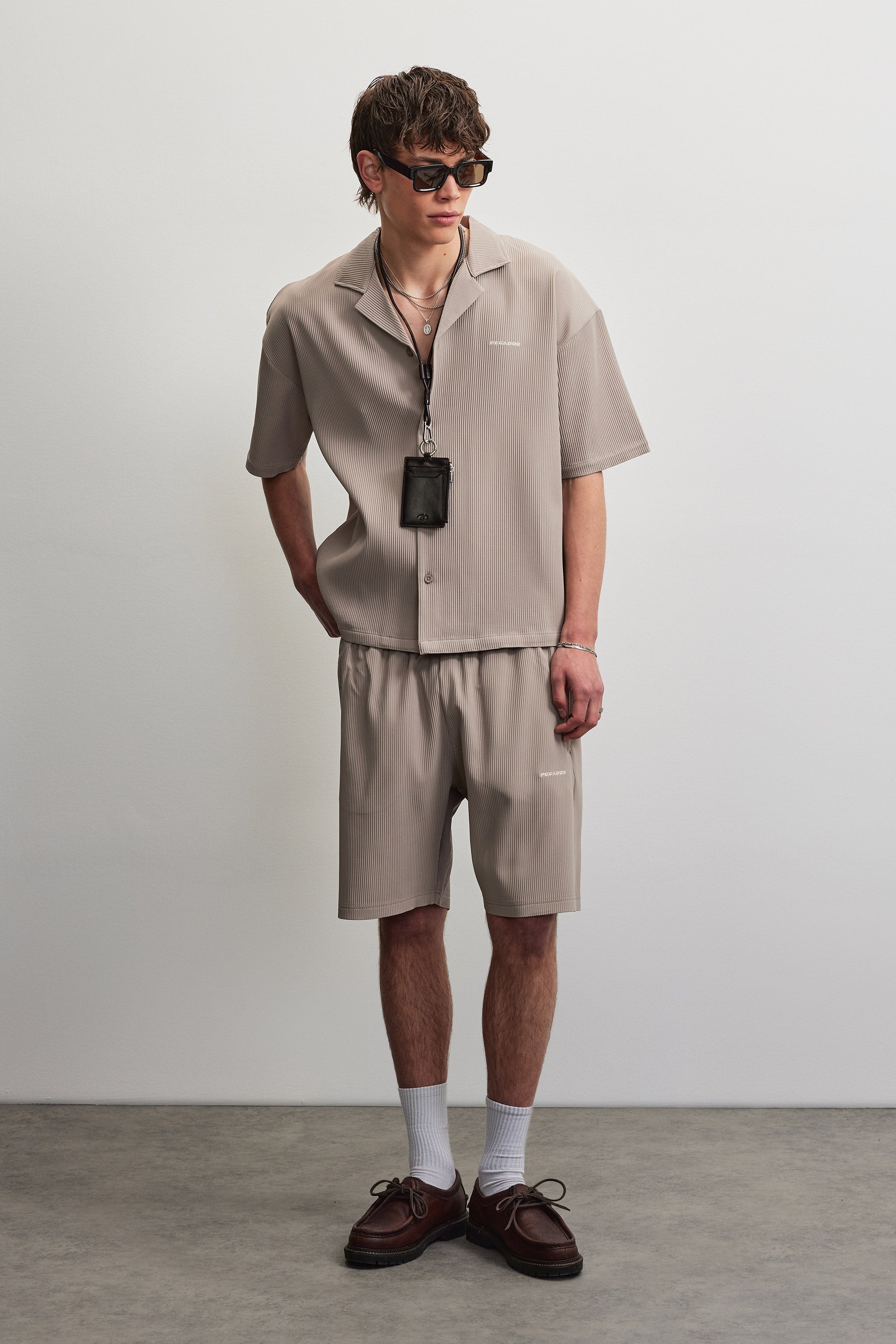 PEGADOR Kurzarmhemd »TROY PLISSEE SUMMER SHIRT« Baumwollmischung, regular fit