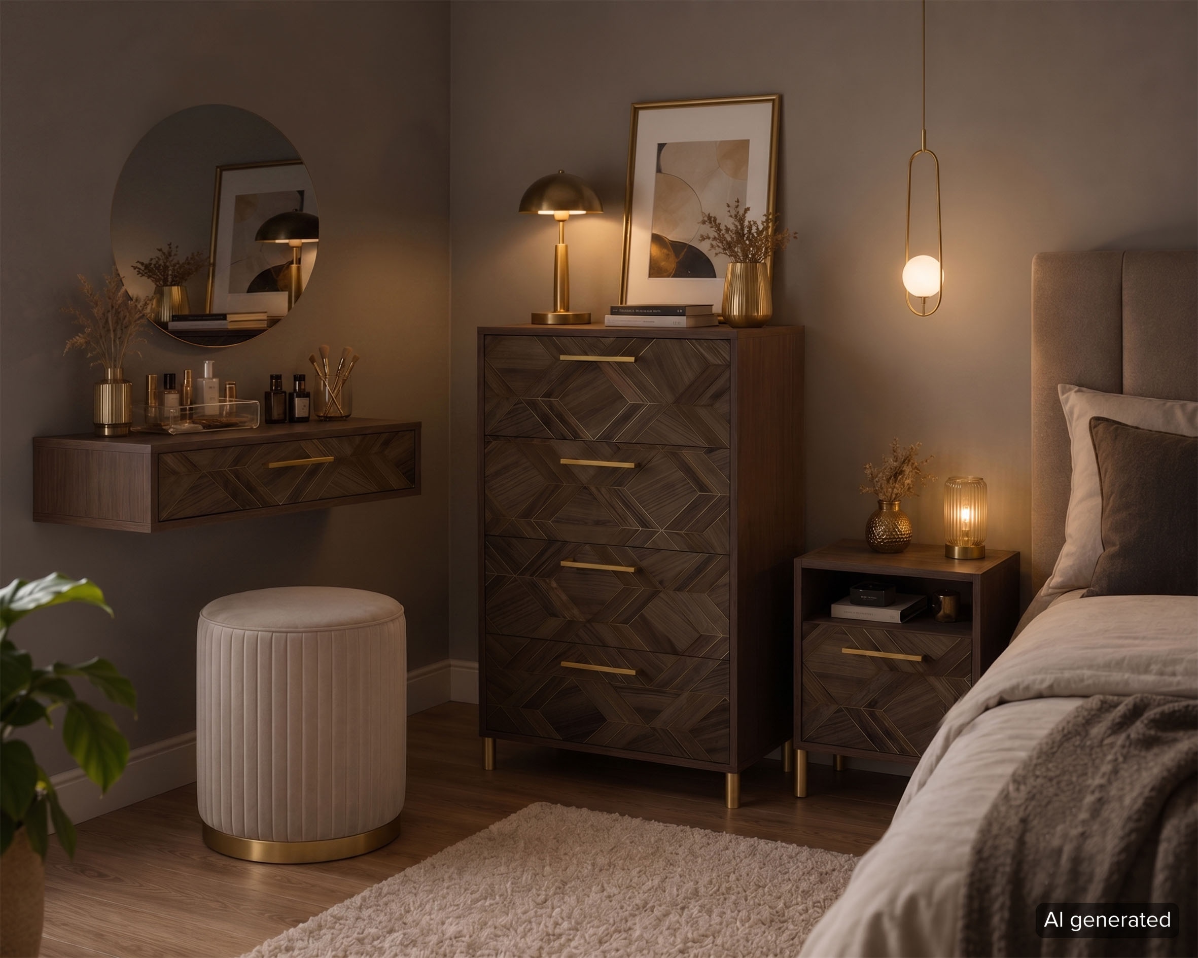 Schildmeyer Konsole »Glenn, Art-Déco Design mit eleganten Goldakzenten, Made in Germany« 1 Stk. tlg. Nussbaum Art-Déco Design mit eleganten Goldakzenten, Made in Germany