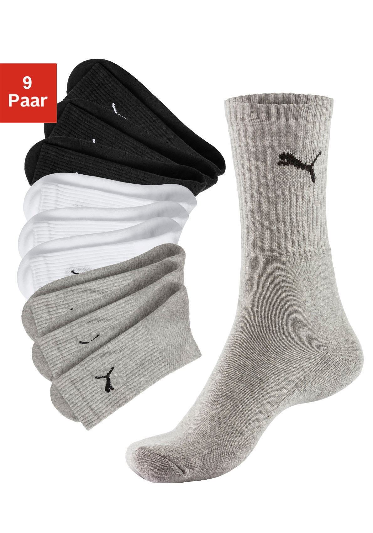 PUMA Sportsocken, (9 Paar), mit klassischer Rippe online bei OTTO