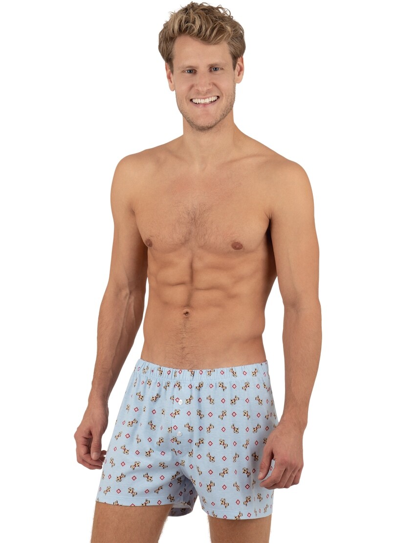 Trigema Herren Boxershorts »TRIGEMA Boxershorts mit lustigem Hunde-Muster« 1 Stk. tlg. in blau, Größe L