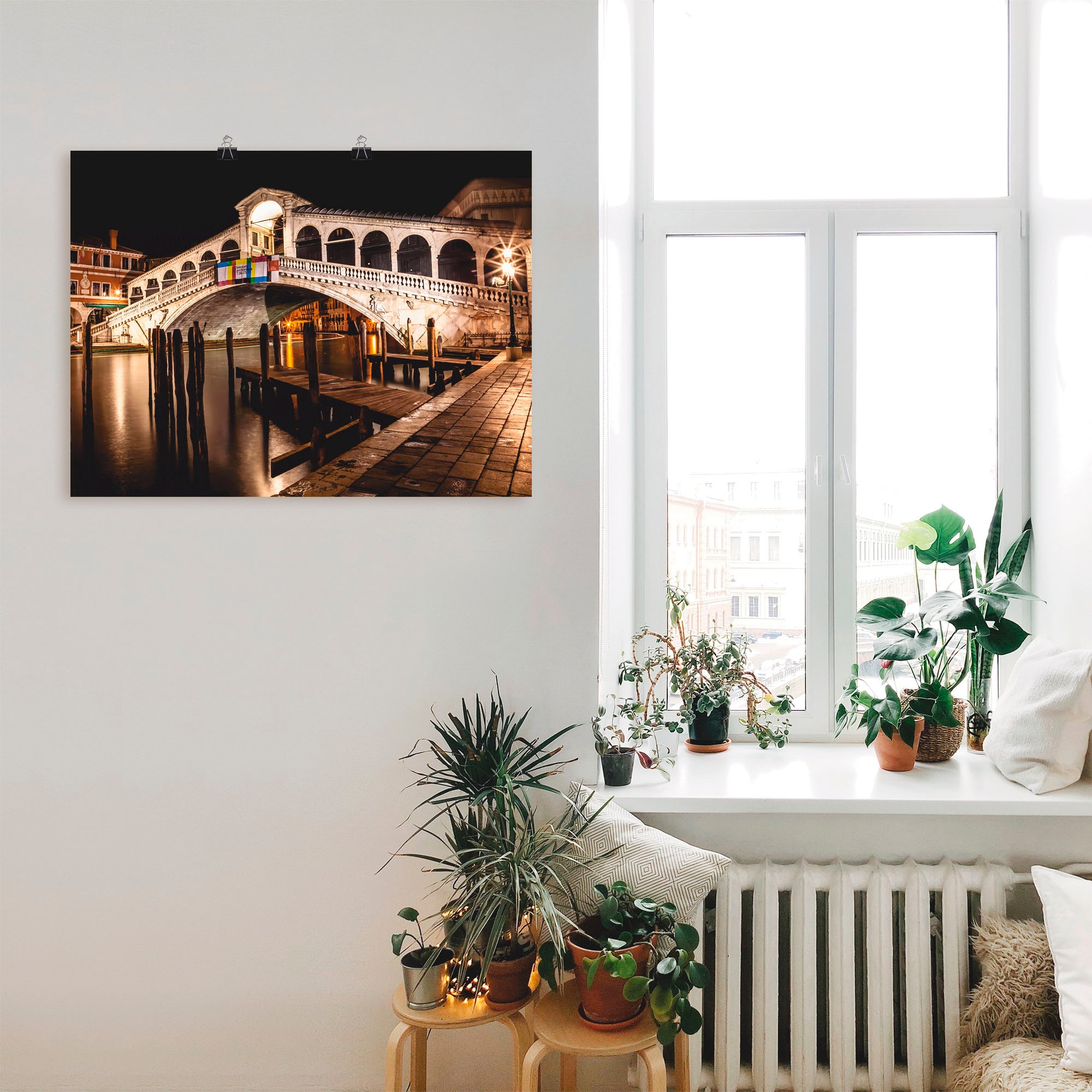 Artland Wandbild »Venedig Canal Grande & Rialto Brücke II«, Brücken, (1 St.), in vielen Größen & Produktarten -Leinwandbild, Poster, Wandaufkleber / Wandtattoo auch für Badezimmer geeignet