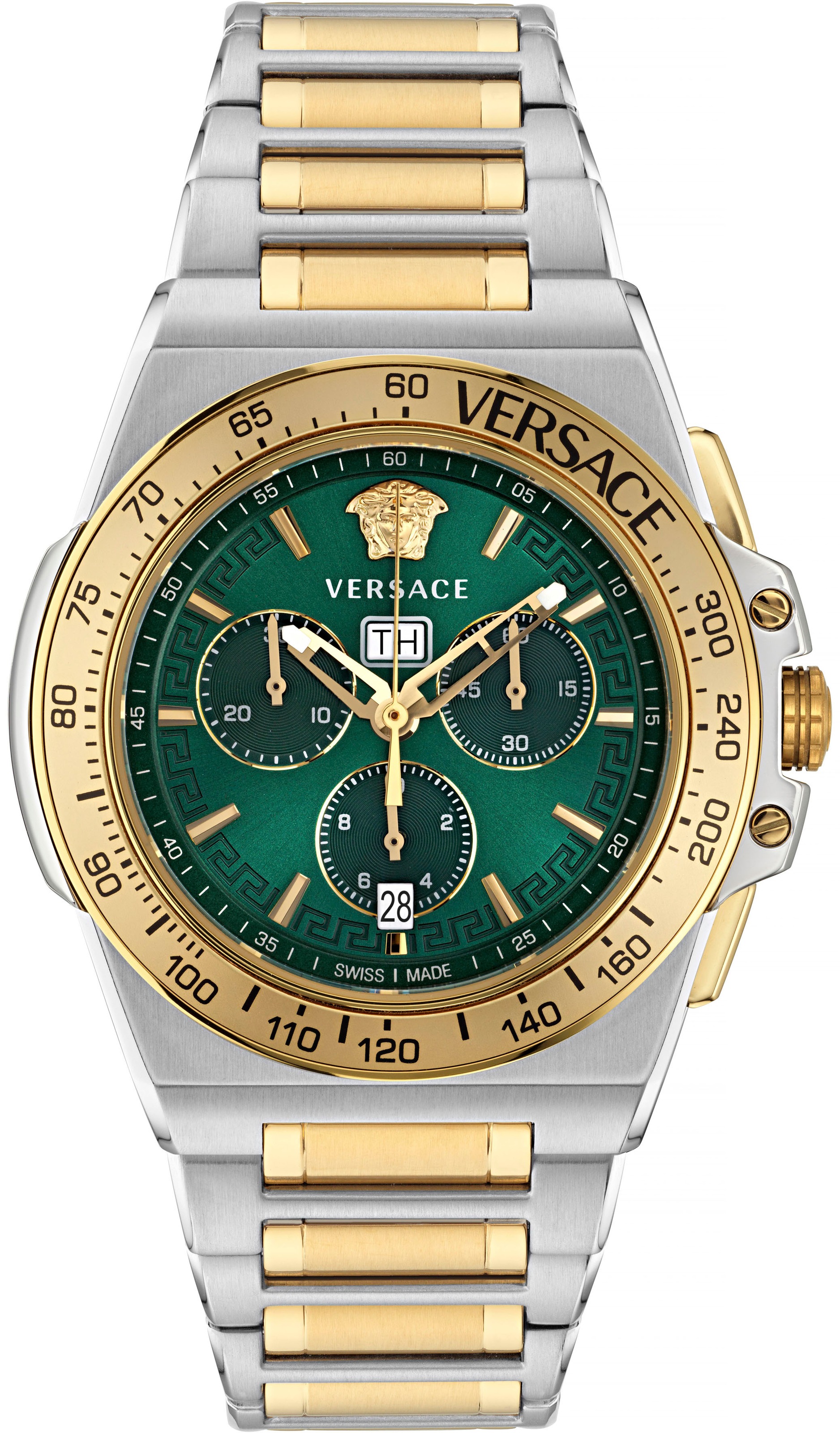 Versace Chronograph »GRECA EXTREME CHRONO«, Quarzuhr, Armbanduhr, Herren, Datum, Stoppfunktion, Swiss Made,bicolor