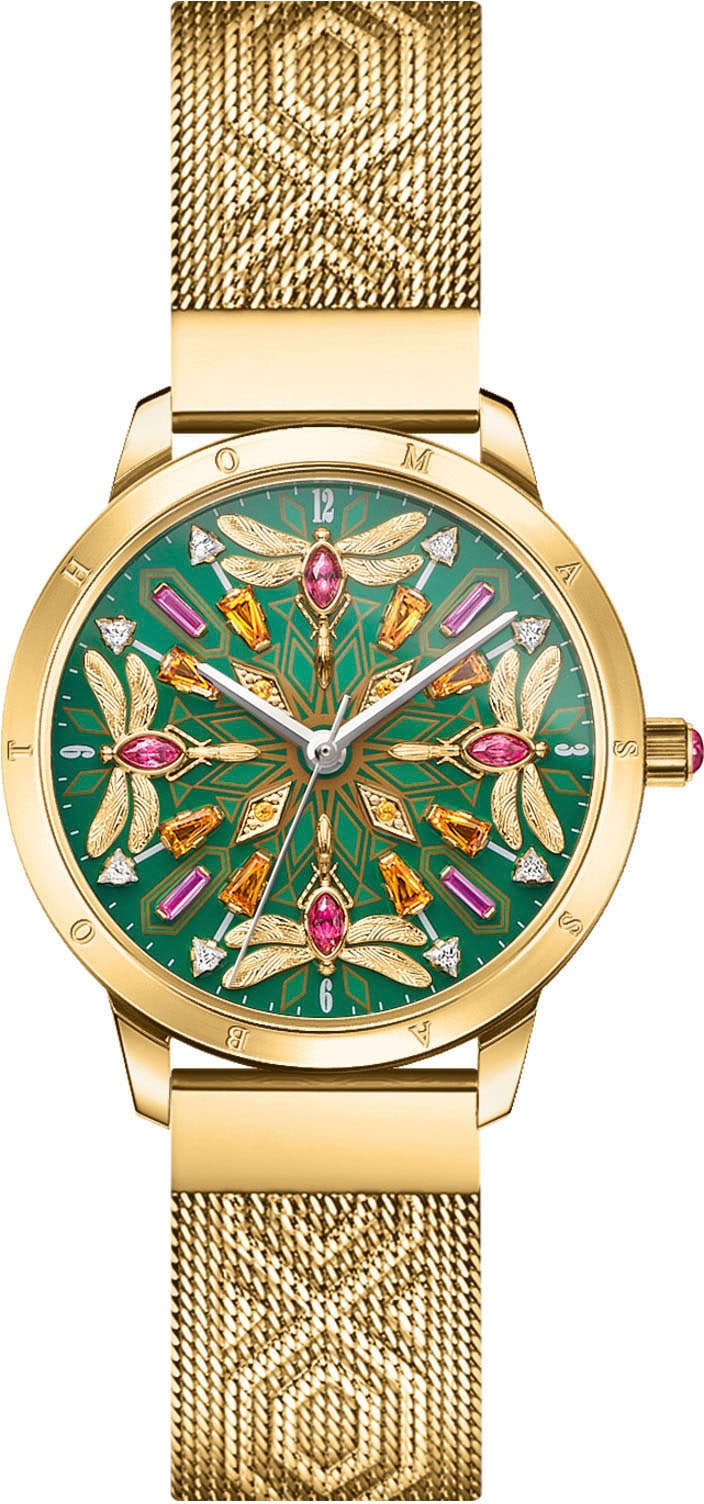 THOMAS SABO Quarzuhr »KALEIDOSKOP LIBELLE«, Damenuhr, Armbanduhr, Schmucksteine, Libellen, Edelstahl