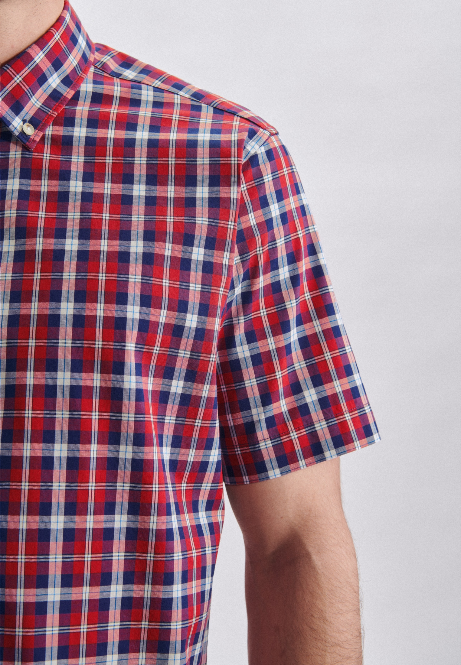 seidensticker Businesshemd »Schwarze Rose«, Regular Kurzarm Button-Down-Kragen Karo