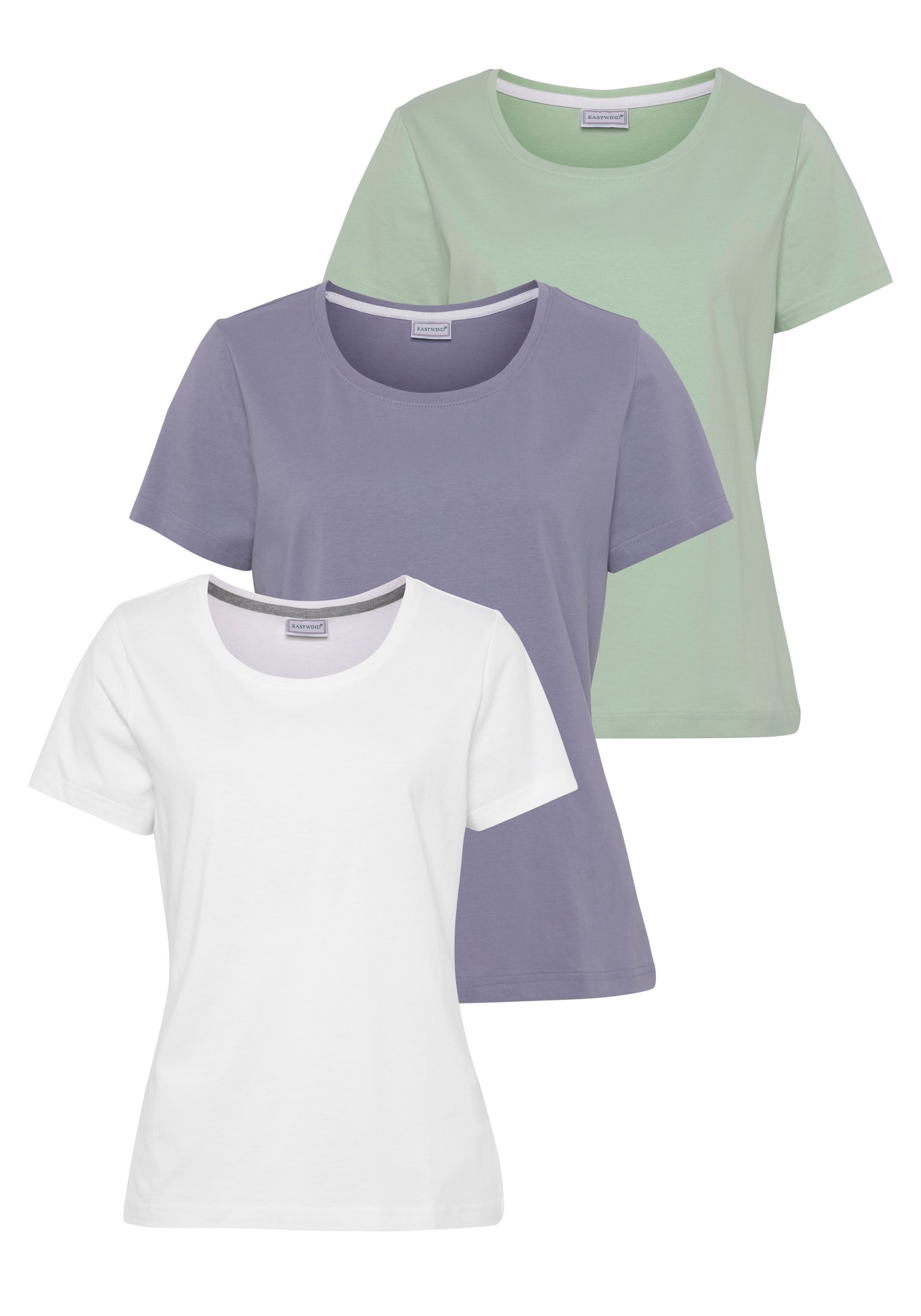 Eastwind T-Shirt, (Packung, 3 tlg., 3er-Pack), Kurzarm, hüftlang, für die Freizeit, aus Baumwolle