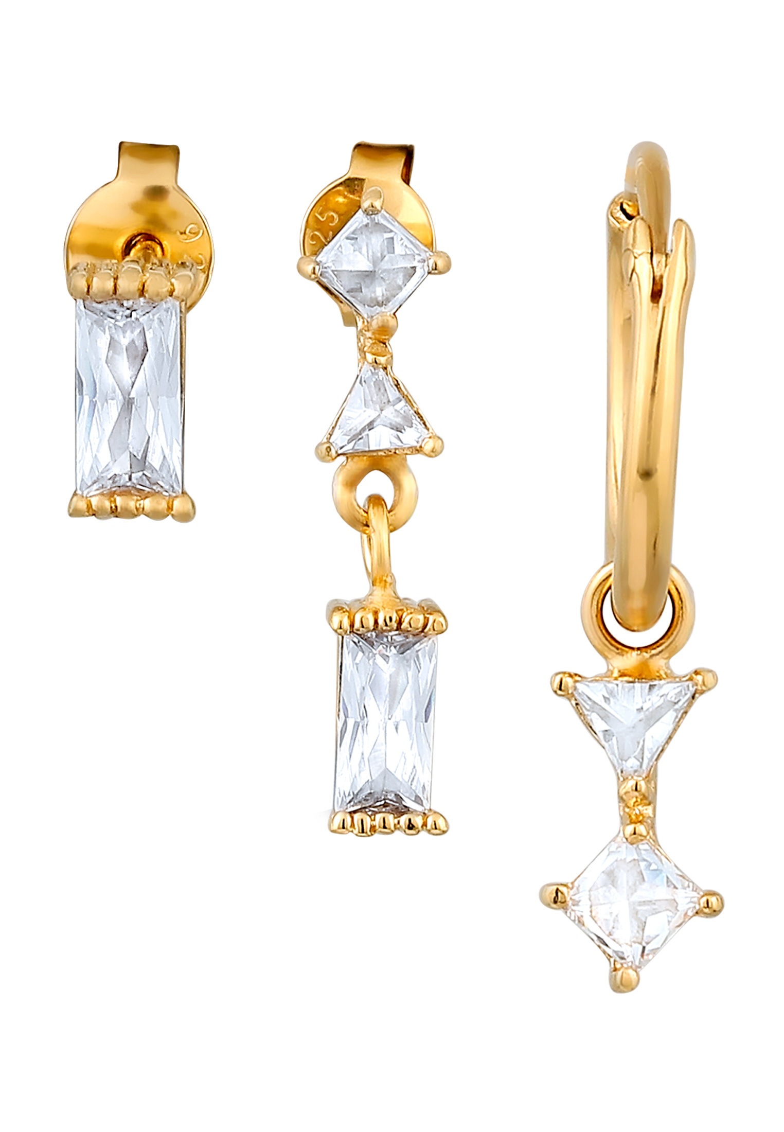 Elli Ohrstecker-Set »Ohrringe Set mit Zirkonia Weiß 925 Sterling Silber vergoldet«