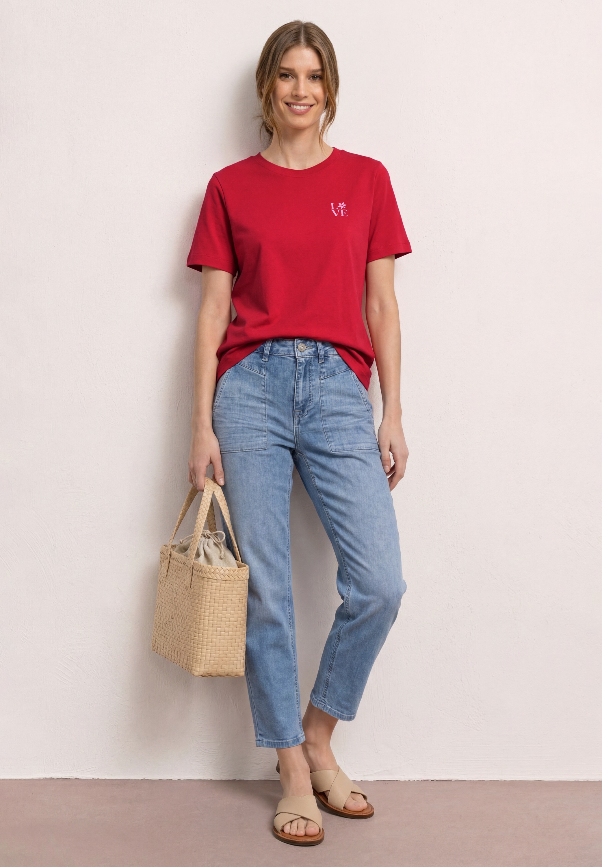 STREET ONE Kurzarmshirt Sommershirt mit Rundhals und Printdetail