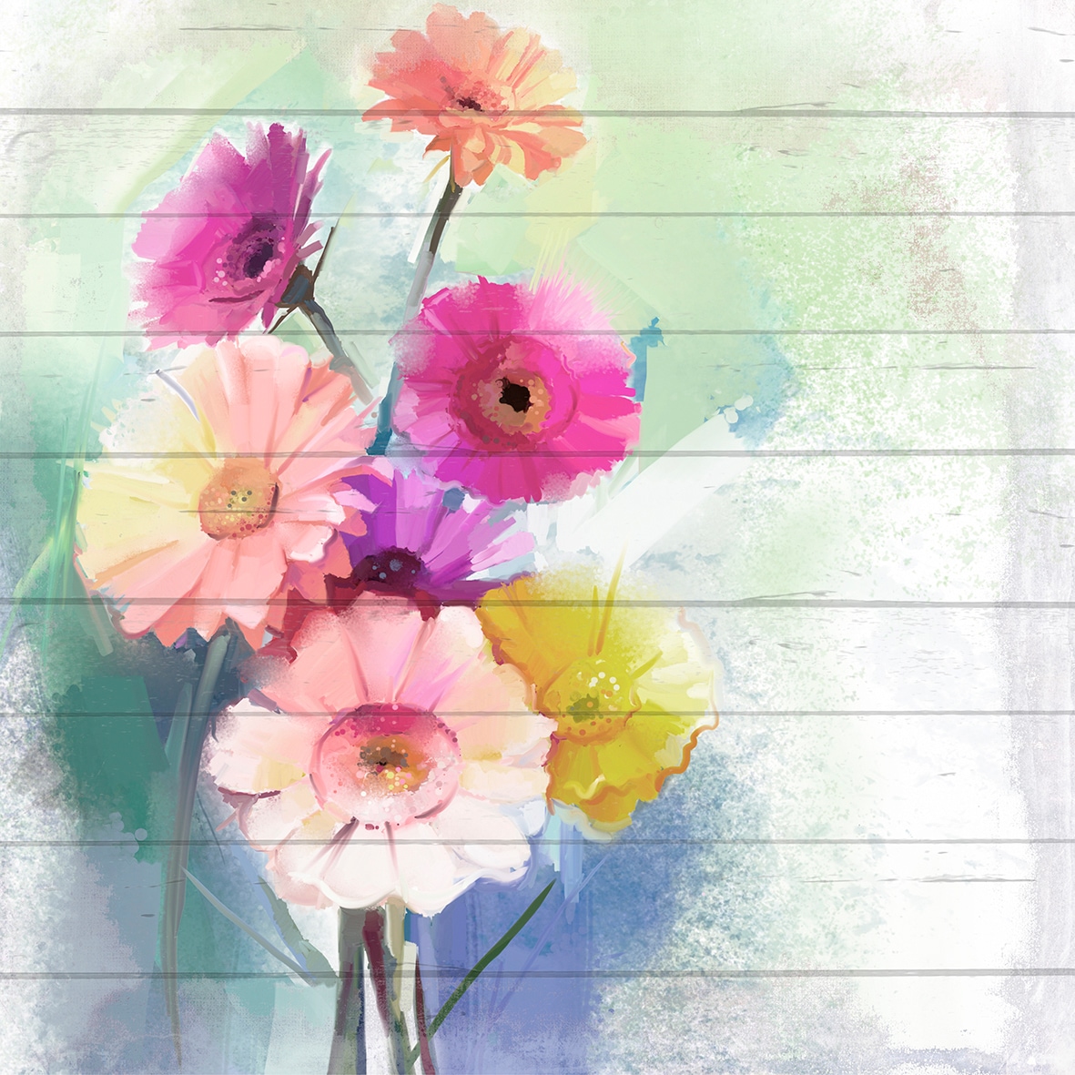 queence Holzbild »Bunte Blumen«, 40x40 cm bei OTTO | Leinwandbilder