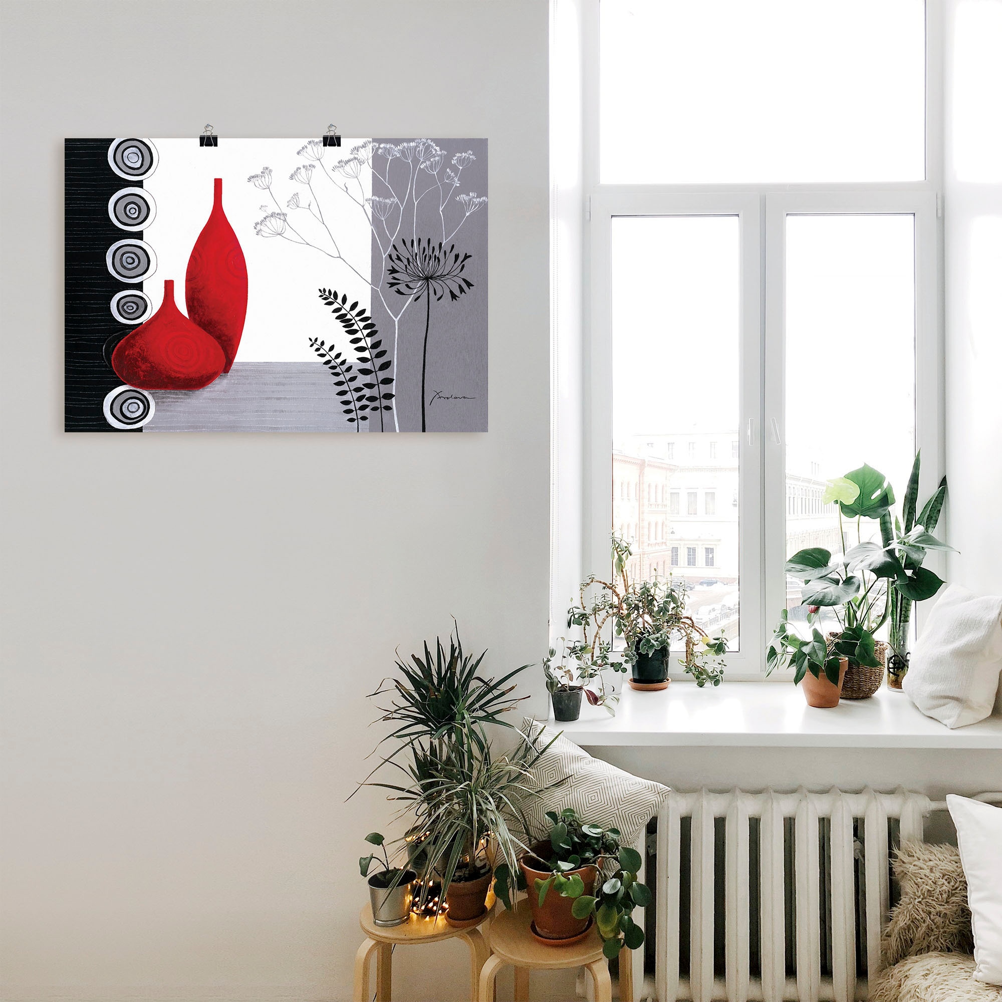 Artland Wandbild »Rote Vasen«, Vasen & Töpfe, (1 St.), als Leinwandbild, Poster in verschied. Größen