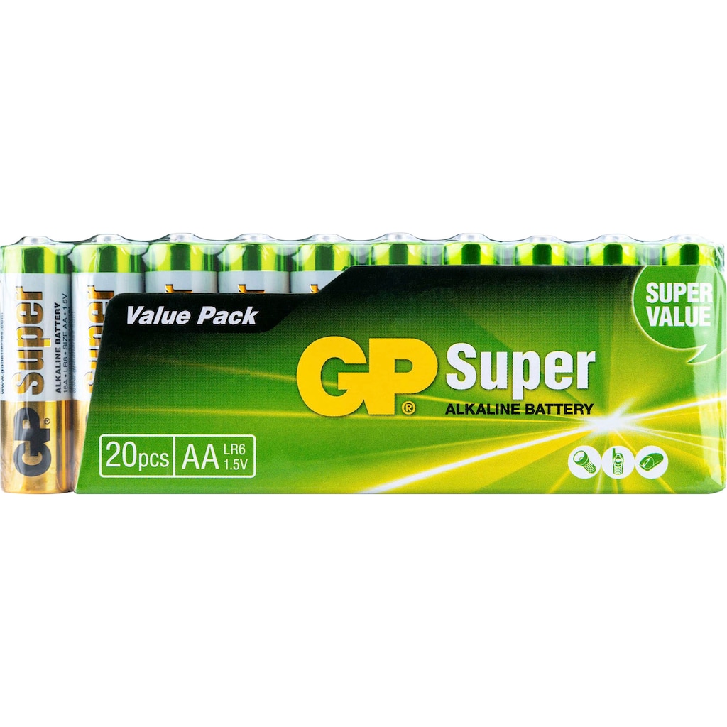 GP Batteries Batterie »20er Pack Super Alkaline AA«, LR6, 1,5 V, (Set, 20 St.)