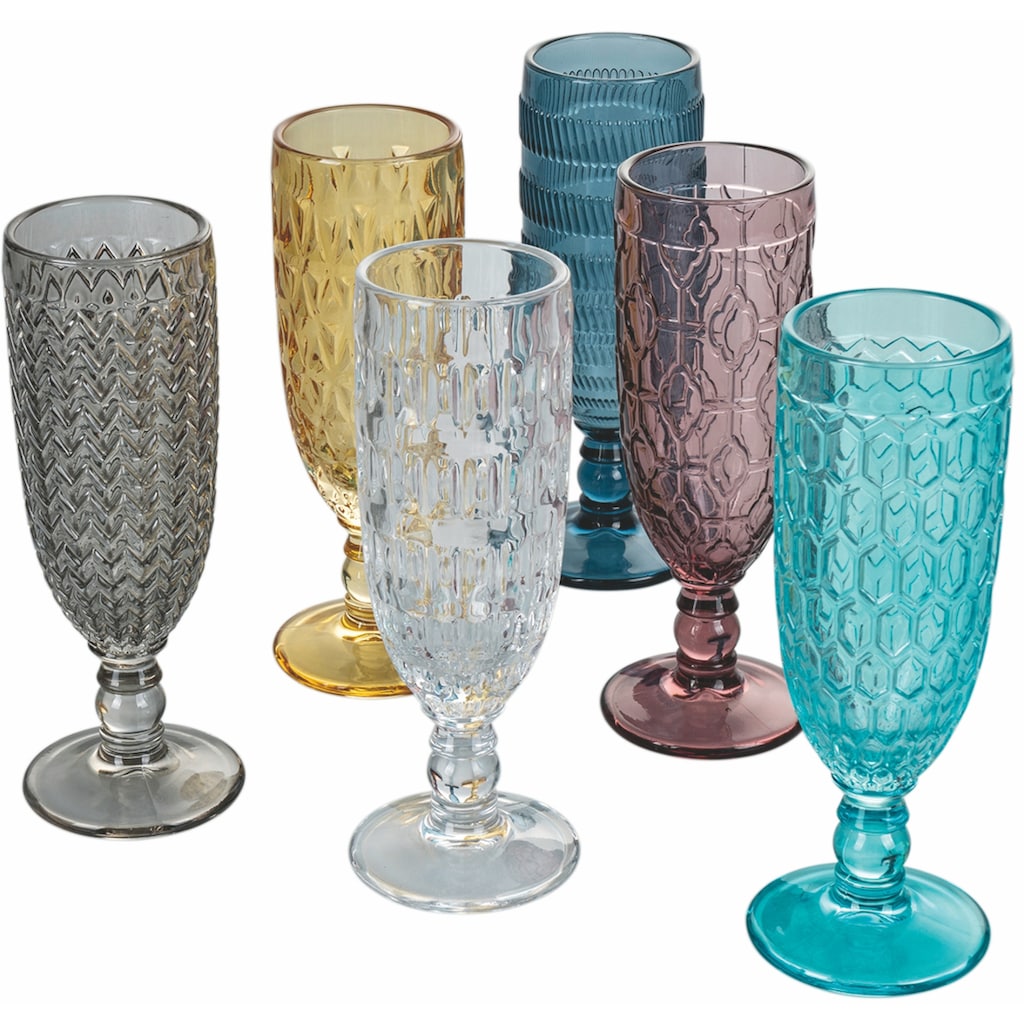 Villa d'Este Sektglas »Geometrie«, (Set, 6 tlg.)