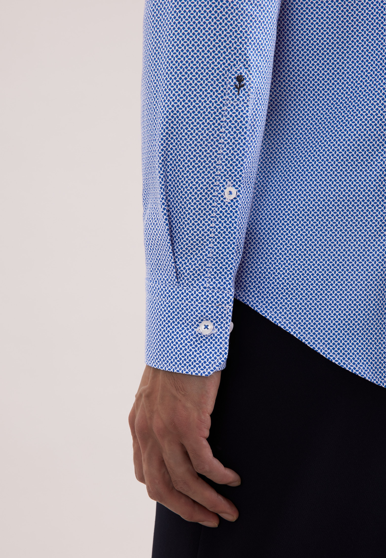 seidensticker Businesshemd »Schwarze Rose« Slim 1/1 Covered-Button-Down-Kragen Druck