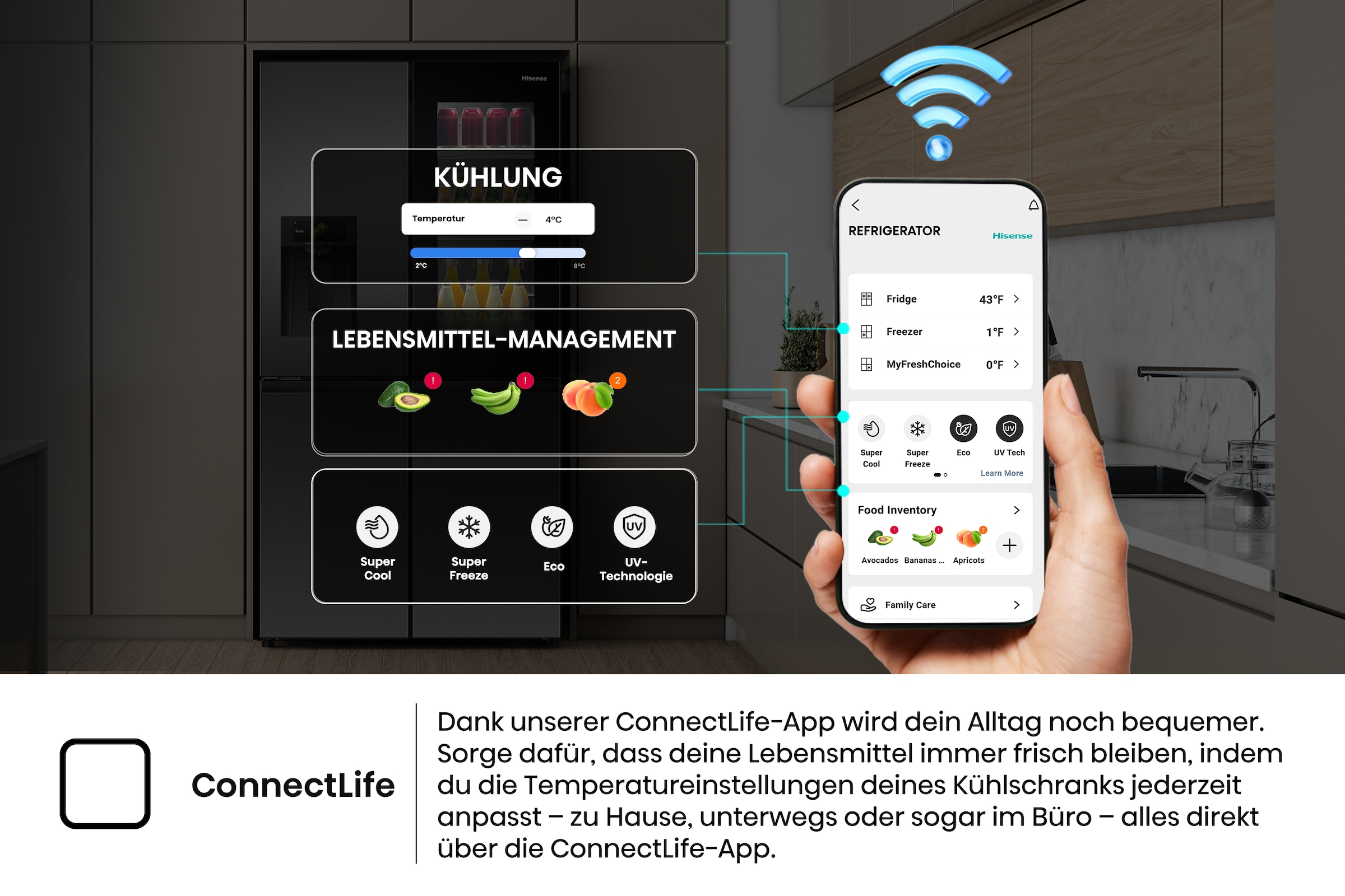 Hisense Multi Door »RQ600P7SKE« 179 cm hoch 91,4 cm breit PureViewDoor - immer sehen was im Kühlschrank ist