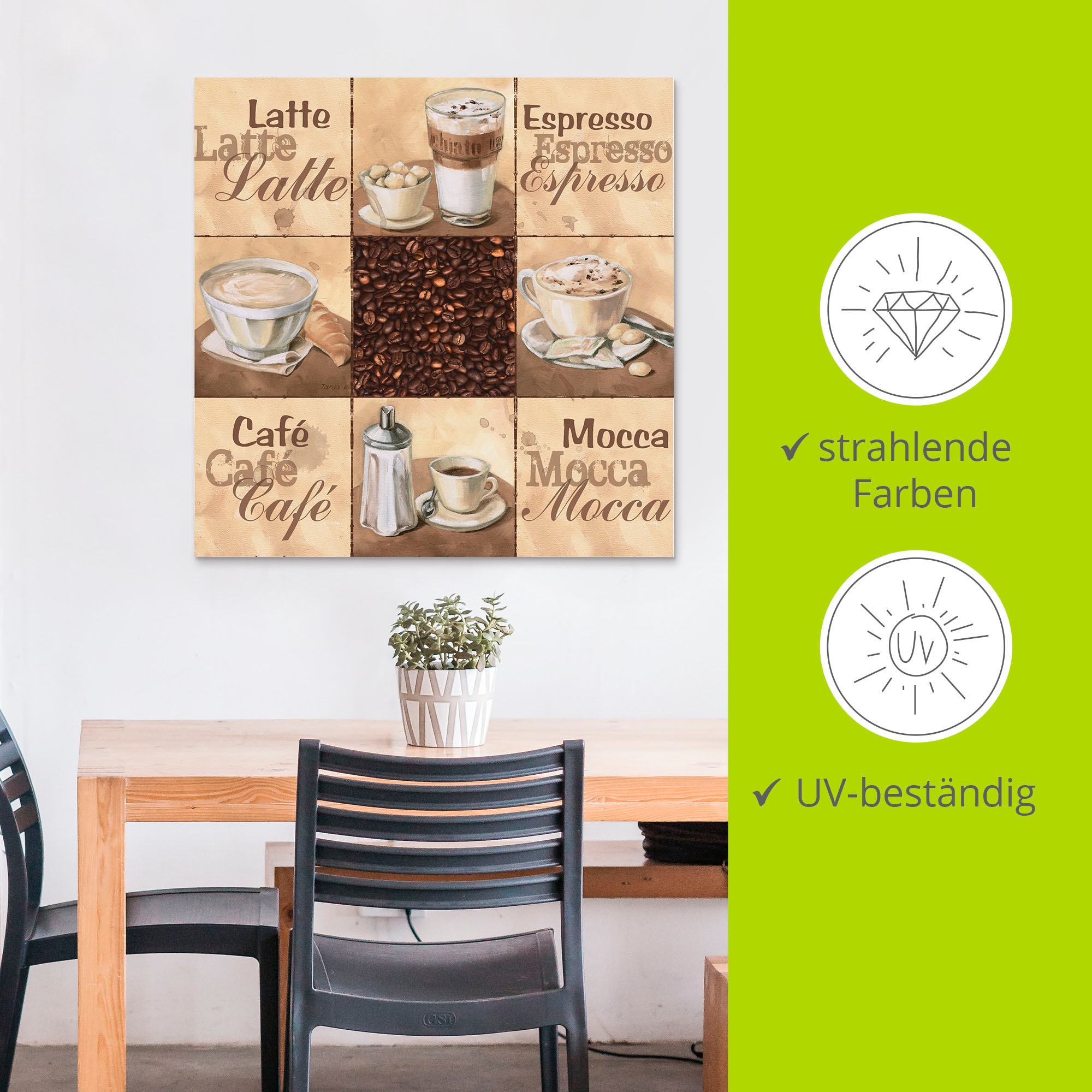 Artland Wandbild »Kaffee Collage II«, Getränke, (1 St.), als Alubild, Outdoorbild, Leinwandbild, Wandaufkleber, versch. Größen