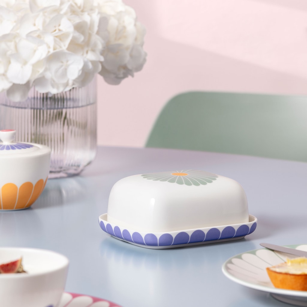 Villeroy & Boch Butterdose »Butterdose Fleur Couleur 14,8 x 12,3 cm bunt« Spülmaschinenfest, Mikrowellensicher