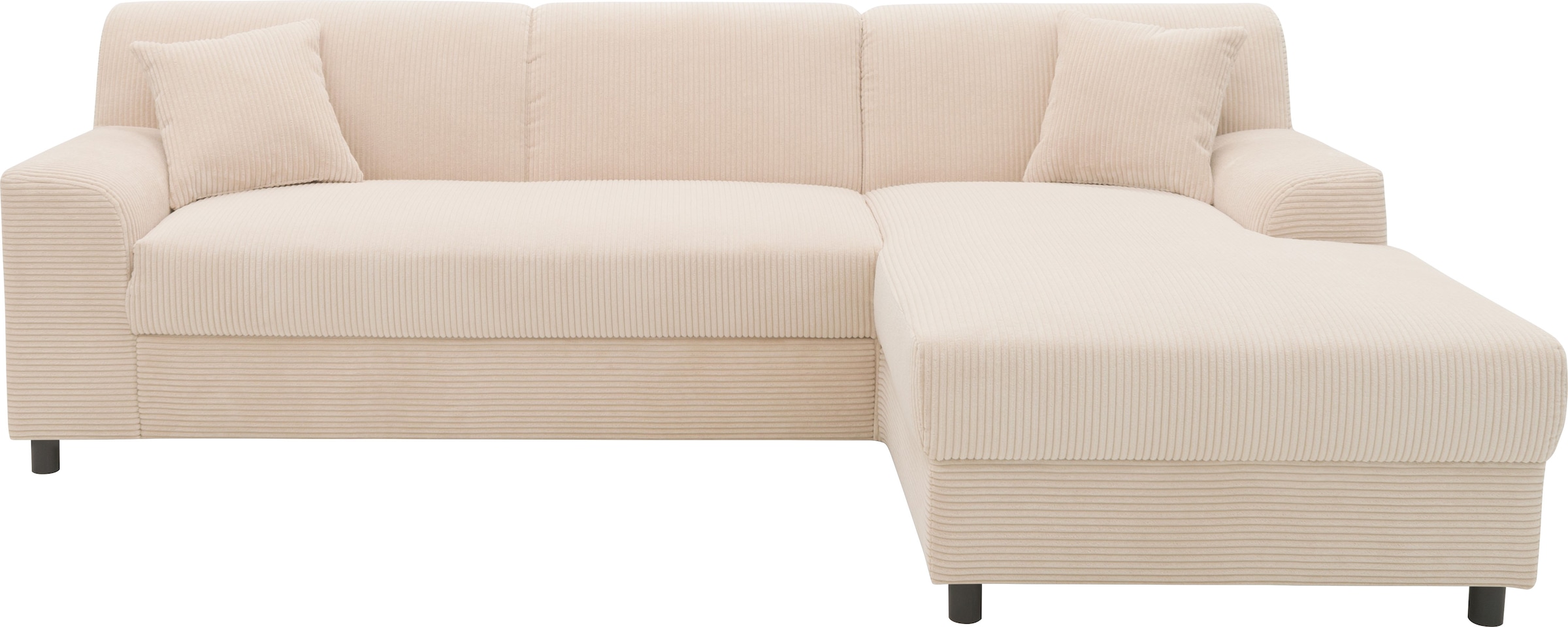 DOMO collection Ecksofa »Turah 2, L-Form, in Cord u. wasserabweisender Microfaser, Federkern«, B/T/H: 241/146/79 cm, incl. Zierkissen, wahlweise mit Bettfunktion