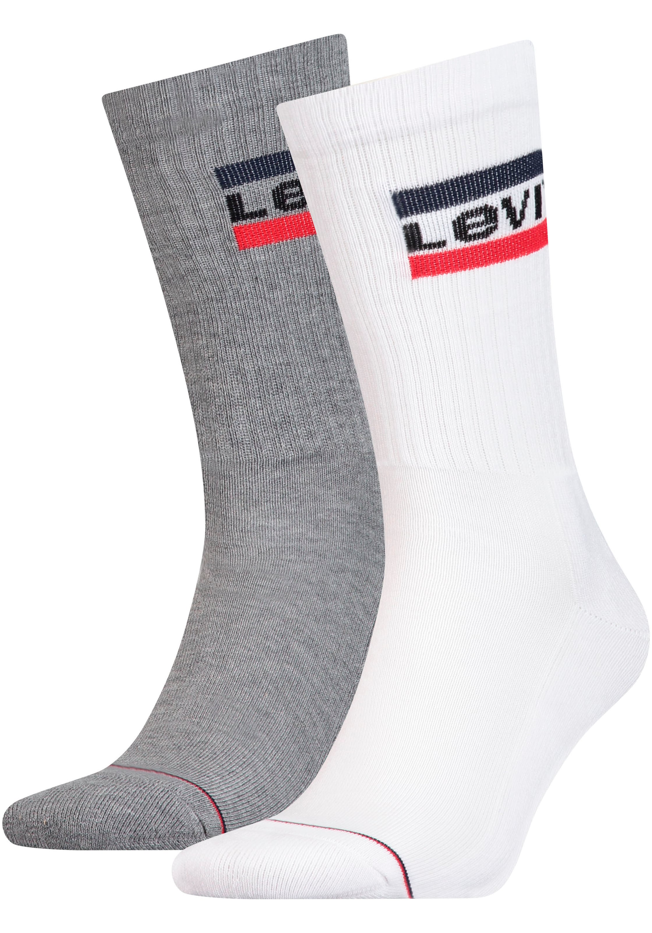Levi's® Socken »LEVIS REGULAR CUT SPRTWR LOGO 2P«, (Packung, 2 Paar, 2er Pack), mit breitem Logobund