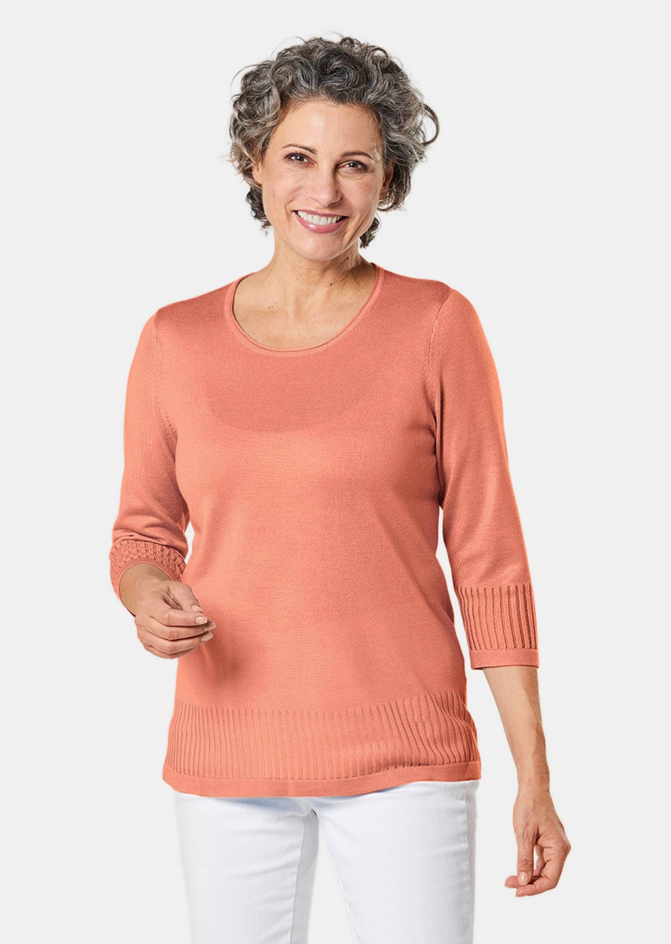 GOLDNER 3/4 Arm-Pullover »Pullover Gepflegter Ajour-Pullover mit femininen Durchbrüchen«