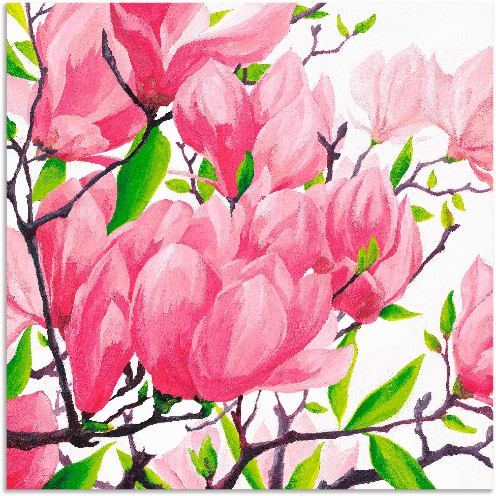 Artland Wandbild »Pinke Magnolien«, Blumen, (1 St.), in vielen Größen & Produktarten - Alubild / Outdoorbild für den Außenbereich, Leinwandbild, Poster, Wandaufkleber / Wandtattoo auch für Badezimmer geeignet