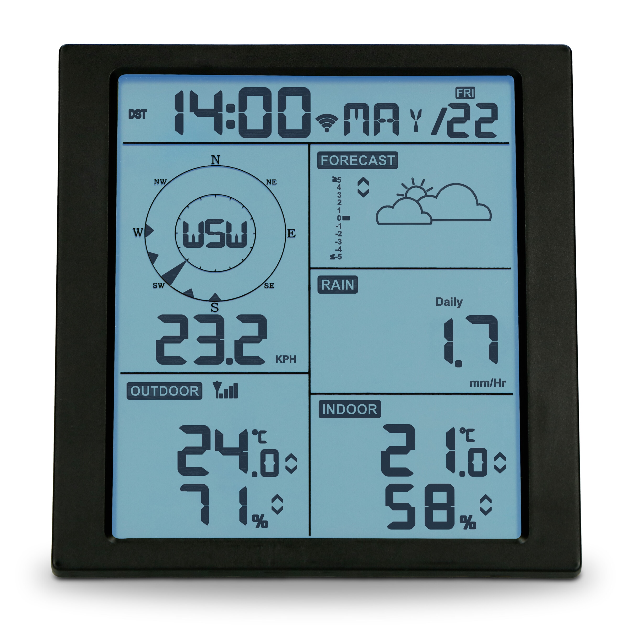 Alecto Wetterstation »WS5200«, (mit Außensensor), 6in1, WLAN-fähig via Wetterplattformen