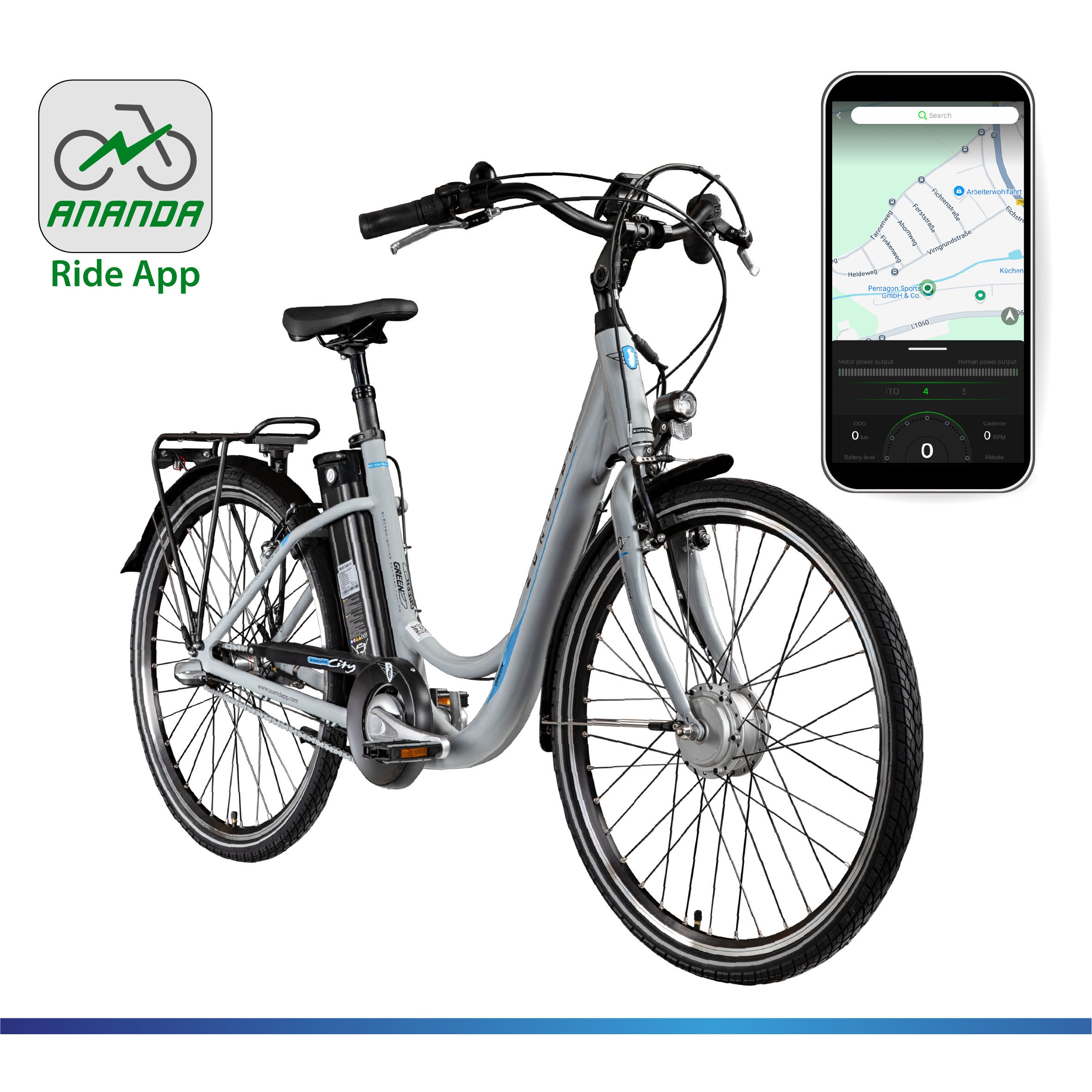 Zündapp »Green 2.7« 3 Gang Nabenschaltung Frontmotor 250 W Pedelec, Elektrofahrrad für Damen u. Herren