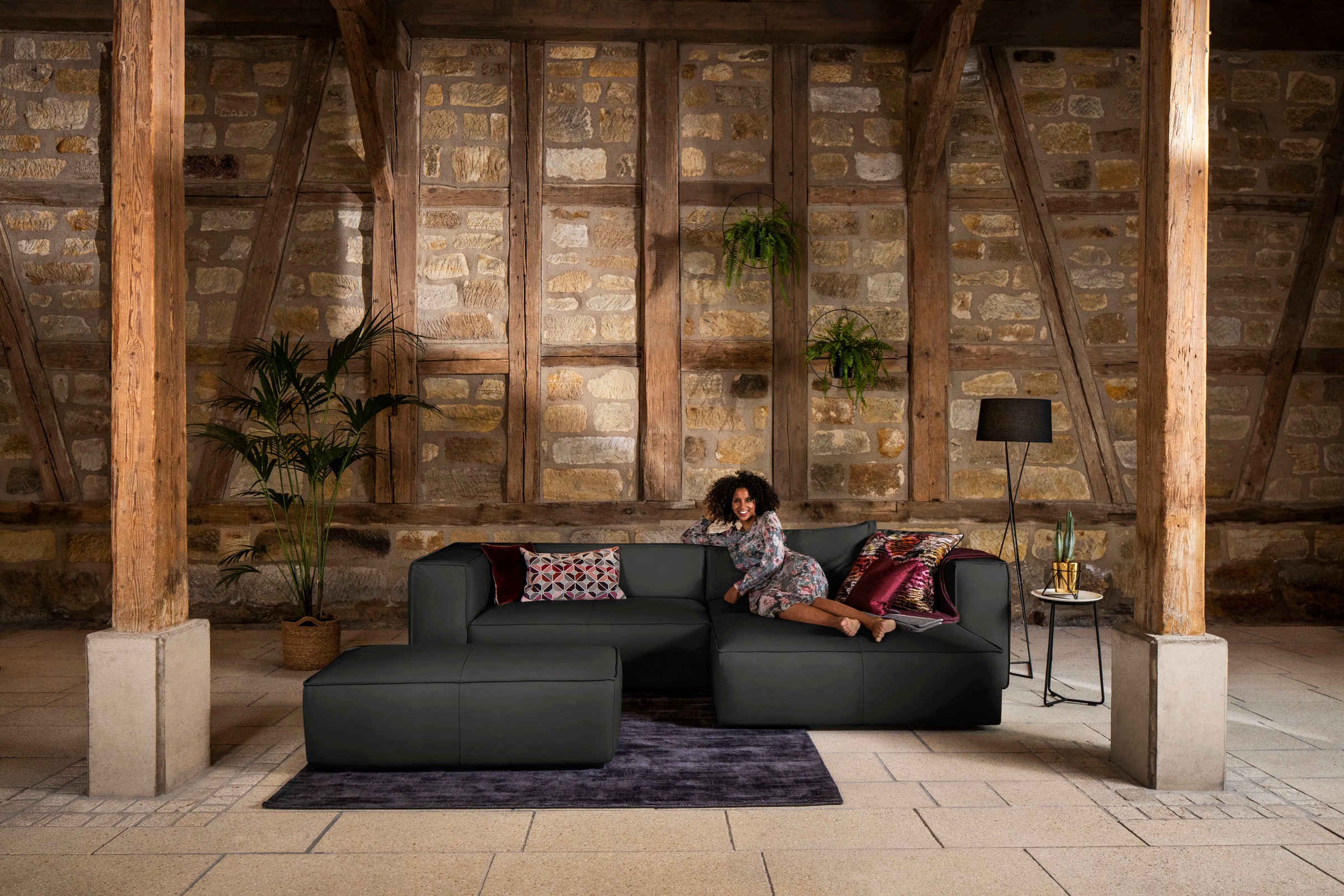 W.SCHILLIG Ecksofa »around-the-block, modern und elegant, bequem, L-Form«, mit eleganter Biese, mit Federkern