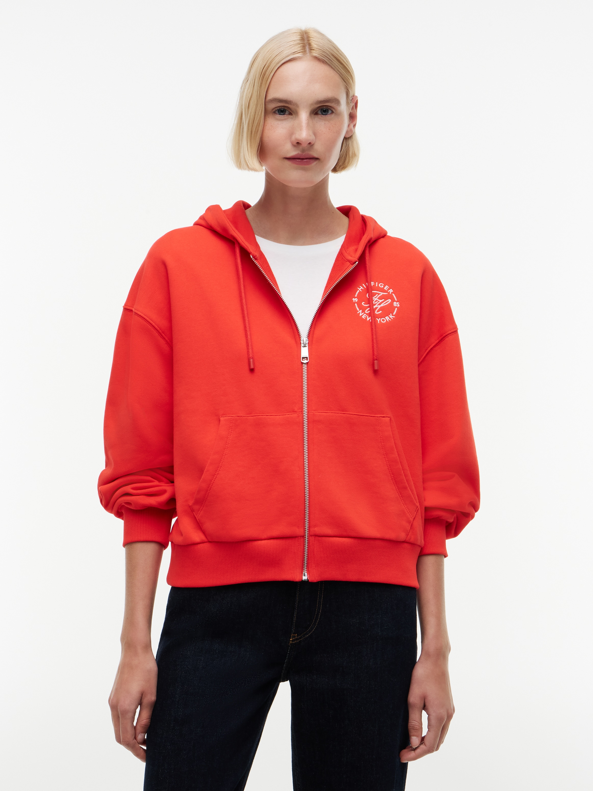 Tommy Hilfiger Kapuzensweatjacke »TH ROUNDAL ZIP-UP HOODIE« Baumwolle, Kapuze, Kängurutaschen