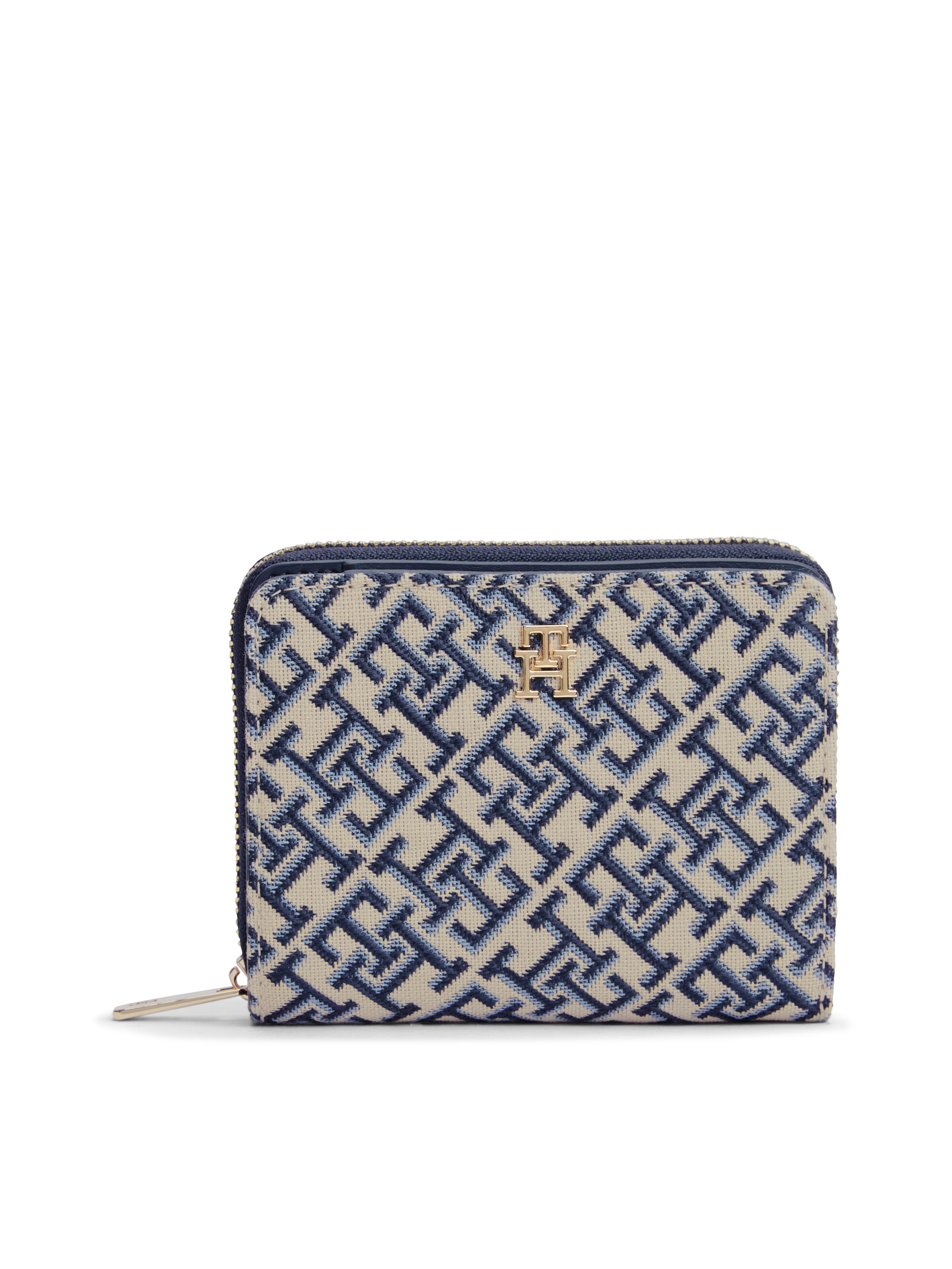 Tommy Hilfiger Geldbörse »TH ICON MED ZA W/ FLAP JACQUARD« Damen Geldbeutel, Portemonnaie mit TH-Schmuckelement