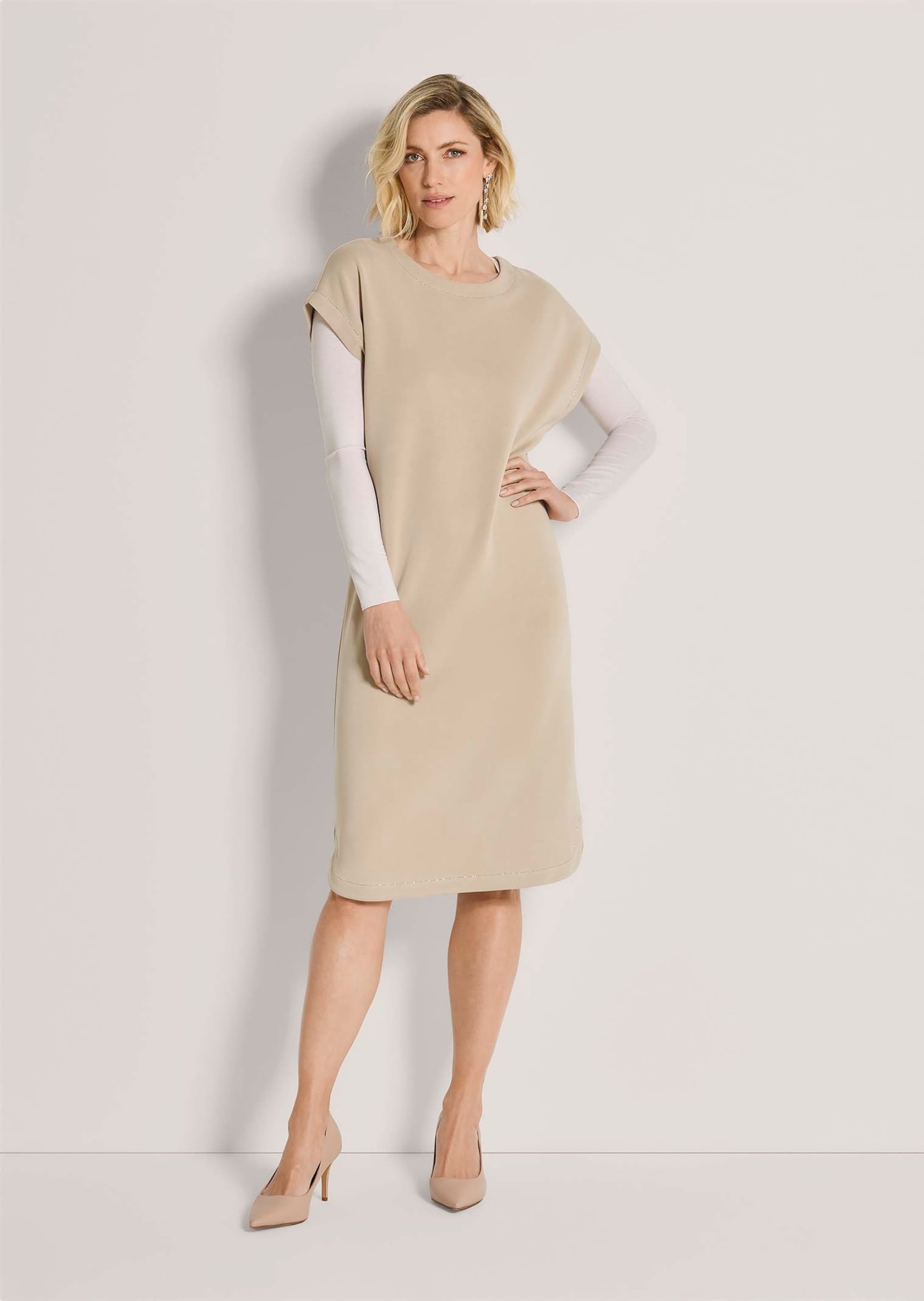 MADELEINE Midikleid »Kleid Ärmelloses Sweatkleid mit Perlenband« Ohne Tasche