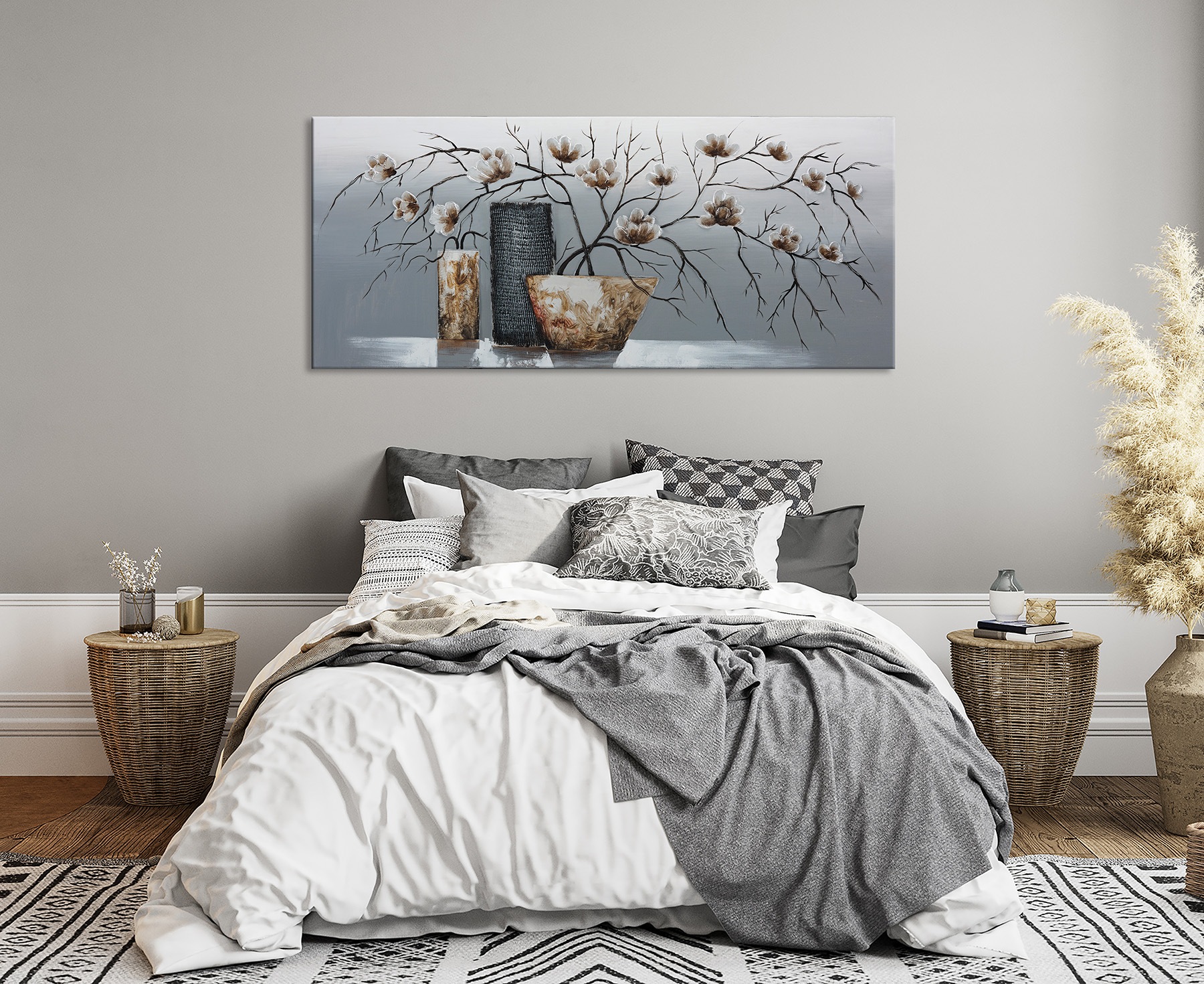Bönninghoff Ölgemälde »handarbeit BLUMENVASEN XXL 60x140 cm – Wandbild Kunst Deko« Blumen 1 Stk. tlg. handgefertigt, jedes Bild ein Unikat