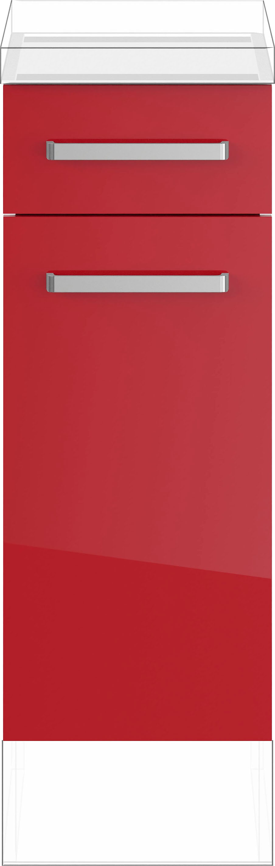 IMPULS KÜCHEN Unterschrank »"Turin", Breite/Höhe: 30/72,3 cm, mit Soft-Close« vormontiert, mit Schubkasten, mit Drehtür