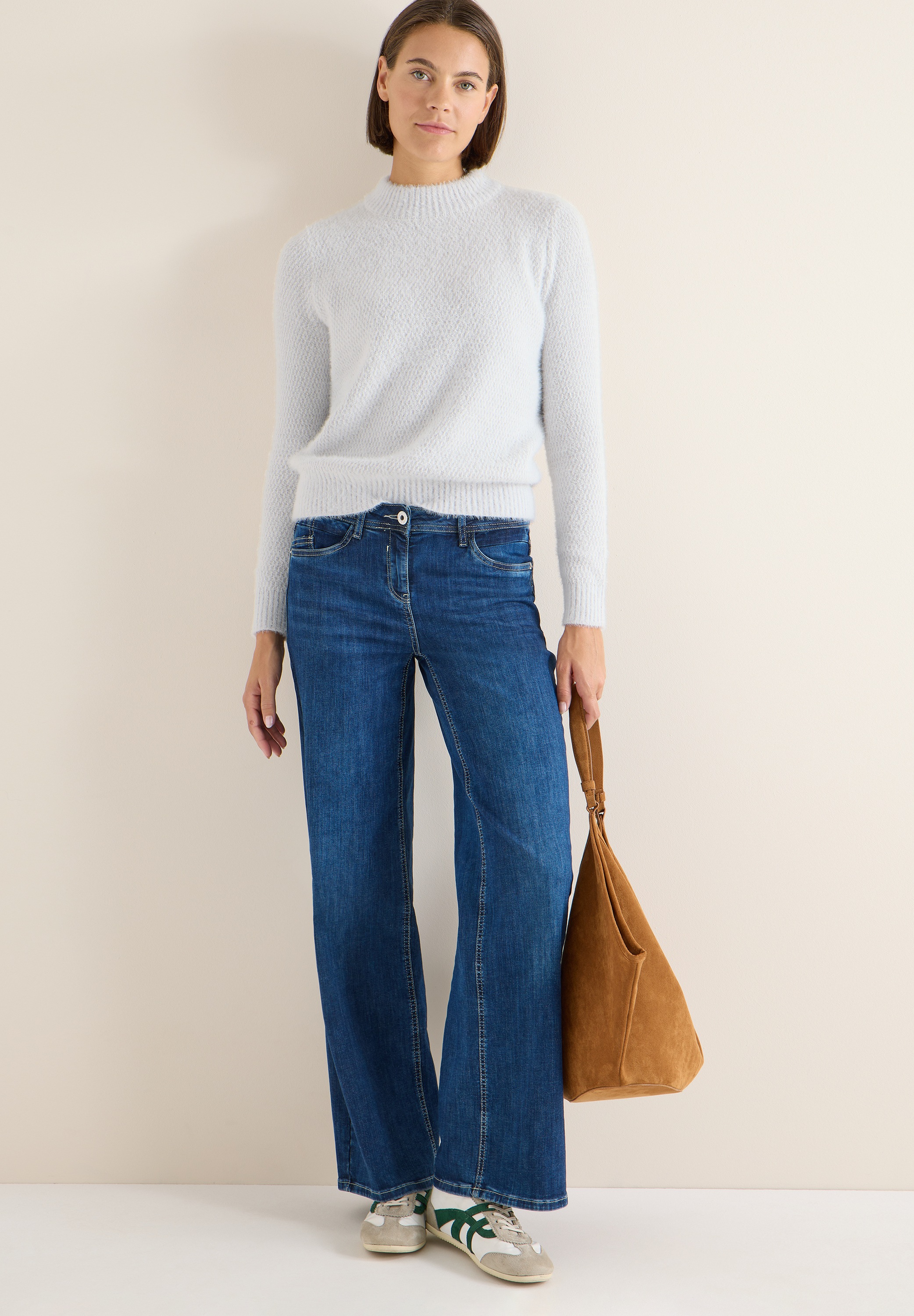 Cecil Stehkragenpullover Stehkragen und feines Strukturmuster