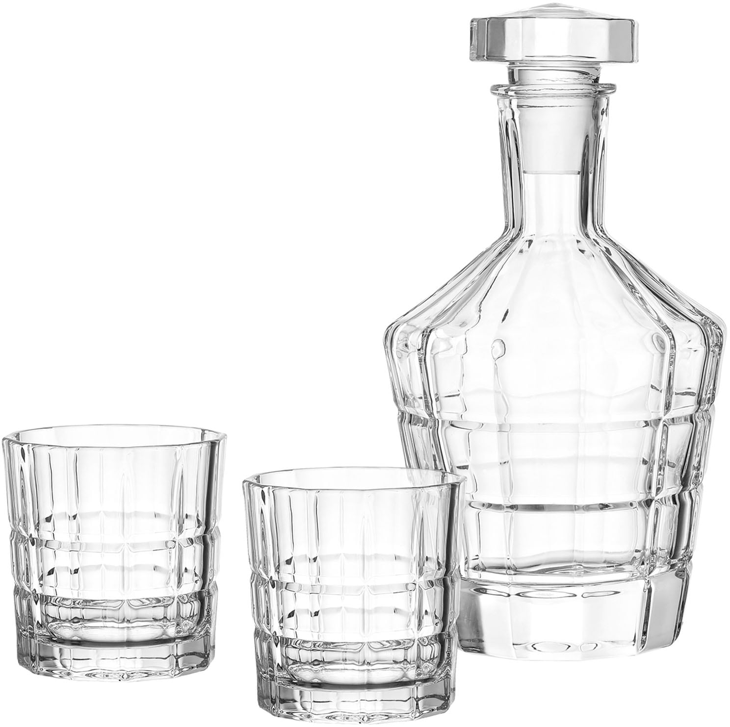 LEONARDO Gläser-Set »SPIRITII«, (Set, 3 tlg.), 3-teilig (1 Karaffe, 2 Gläser), Reliefoptik