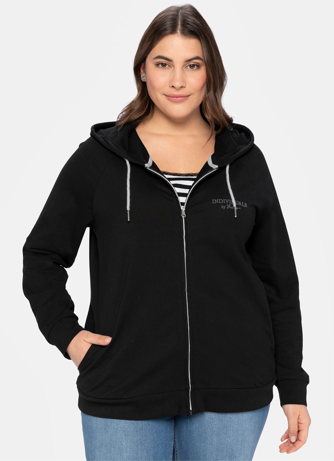 Sheego Shirtjacke »Kapuzensweatjacke«, (1 tlg.)