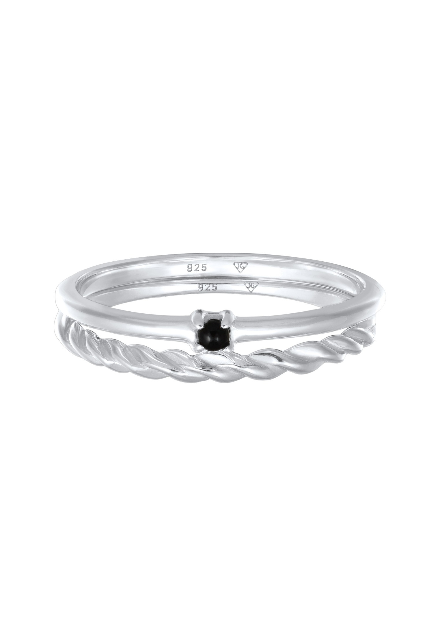 Elli Ring-Set »Ring Perle Klassik Gedreht 2er Set 925 Silber«
